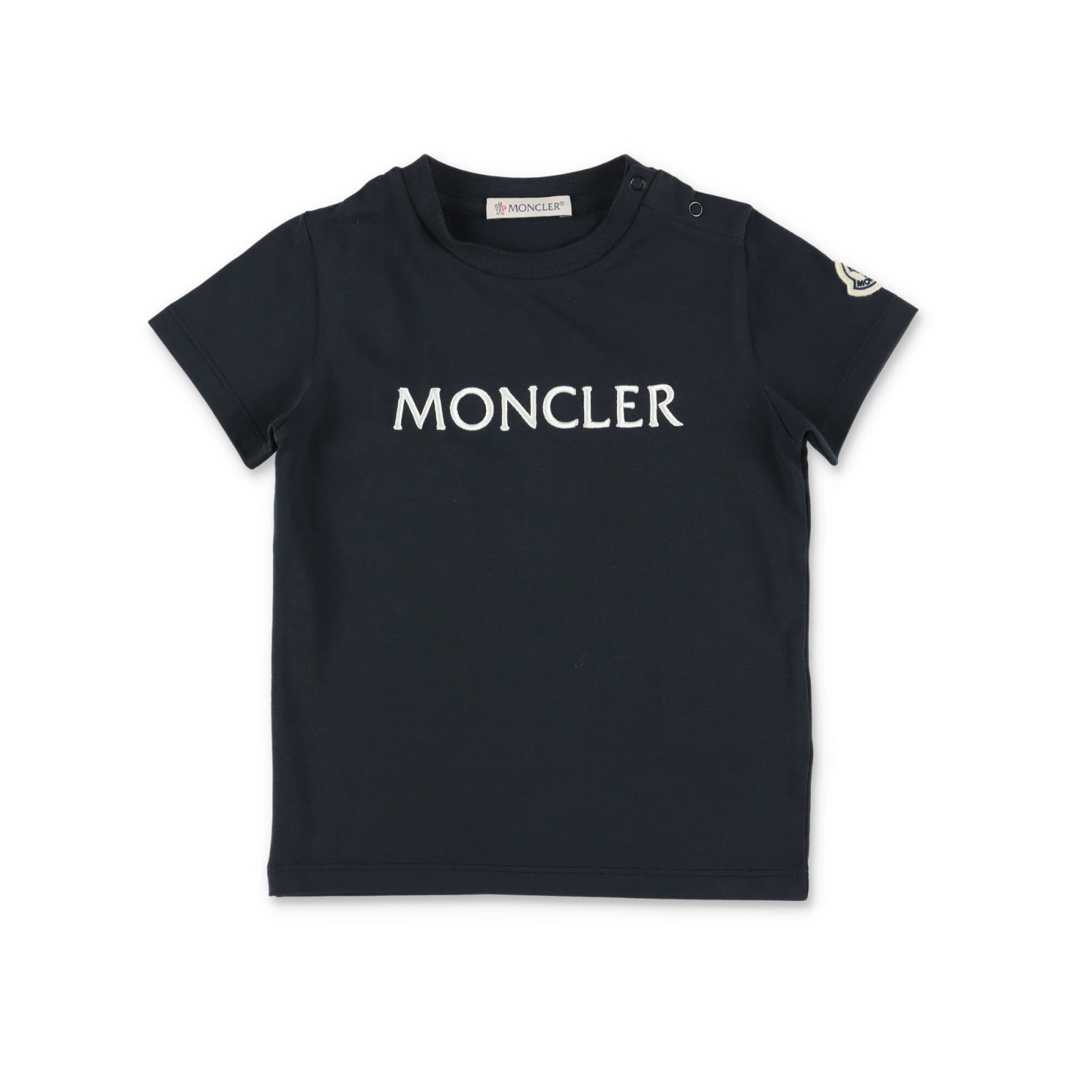 Shop Moncler T-shirt Blu Navy In Jersey Di Cotone Baby Boy