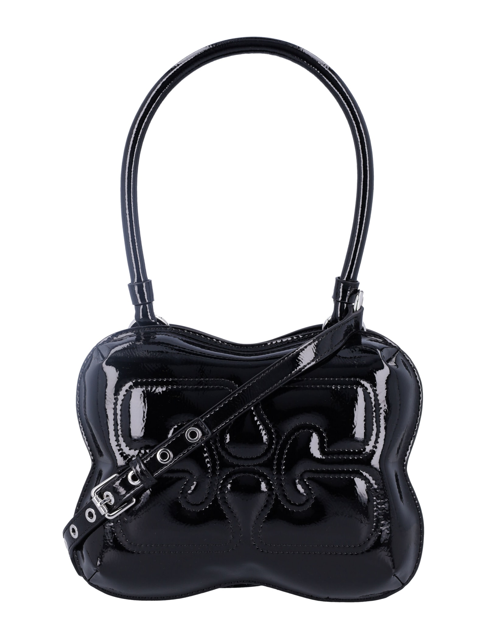 Shop Ganni Butterfly Bag In Black