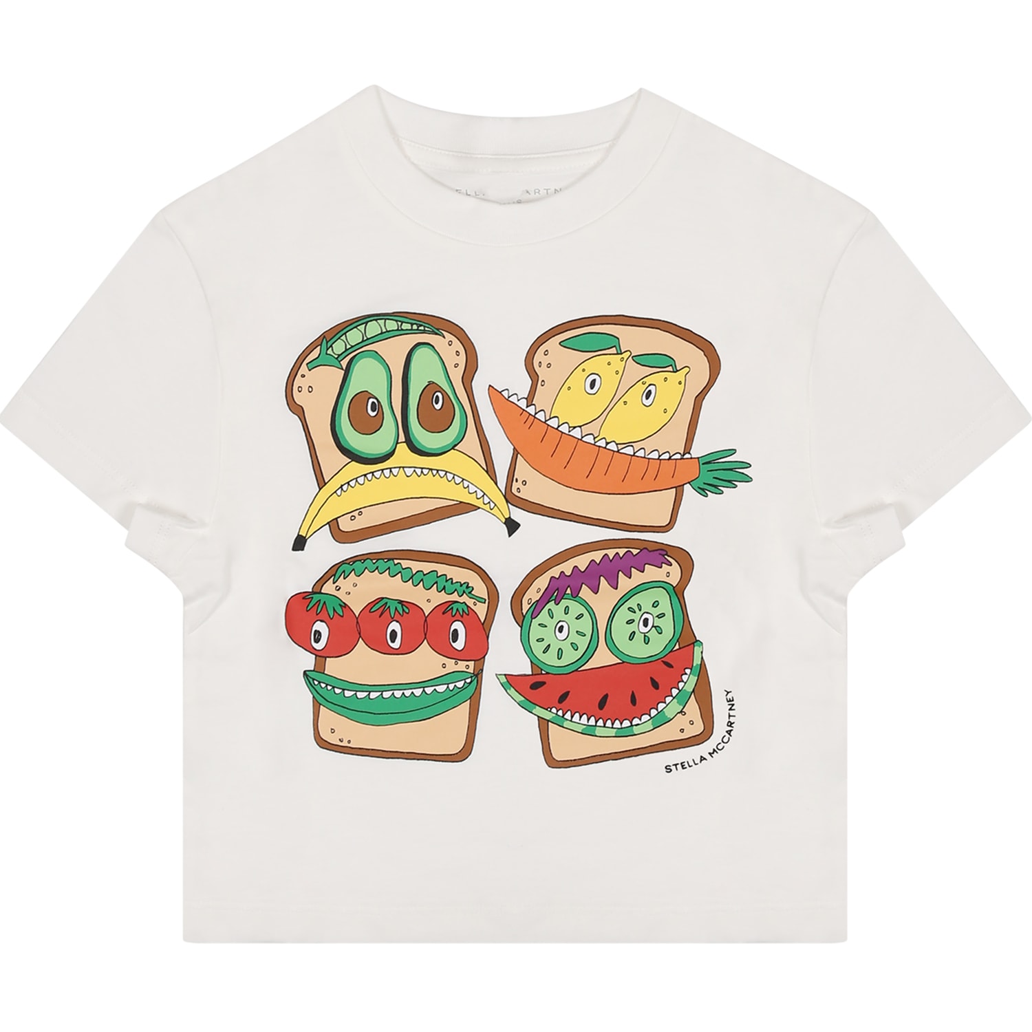 Stella Mccartney Kids' White T-shirt For Baby Boy With Toast Print