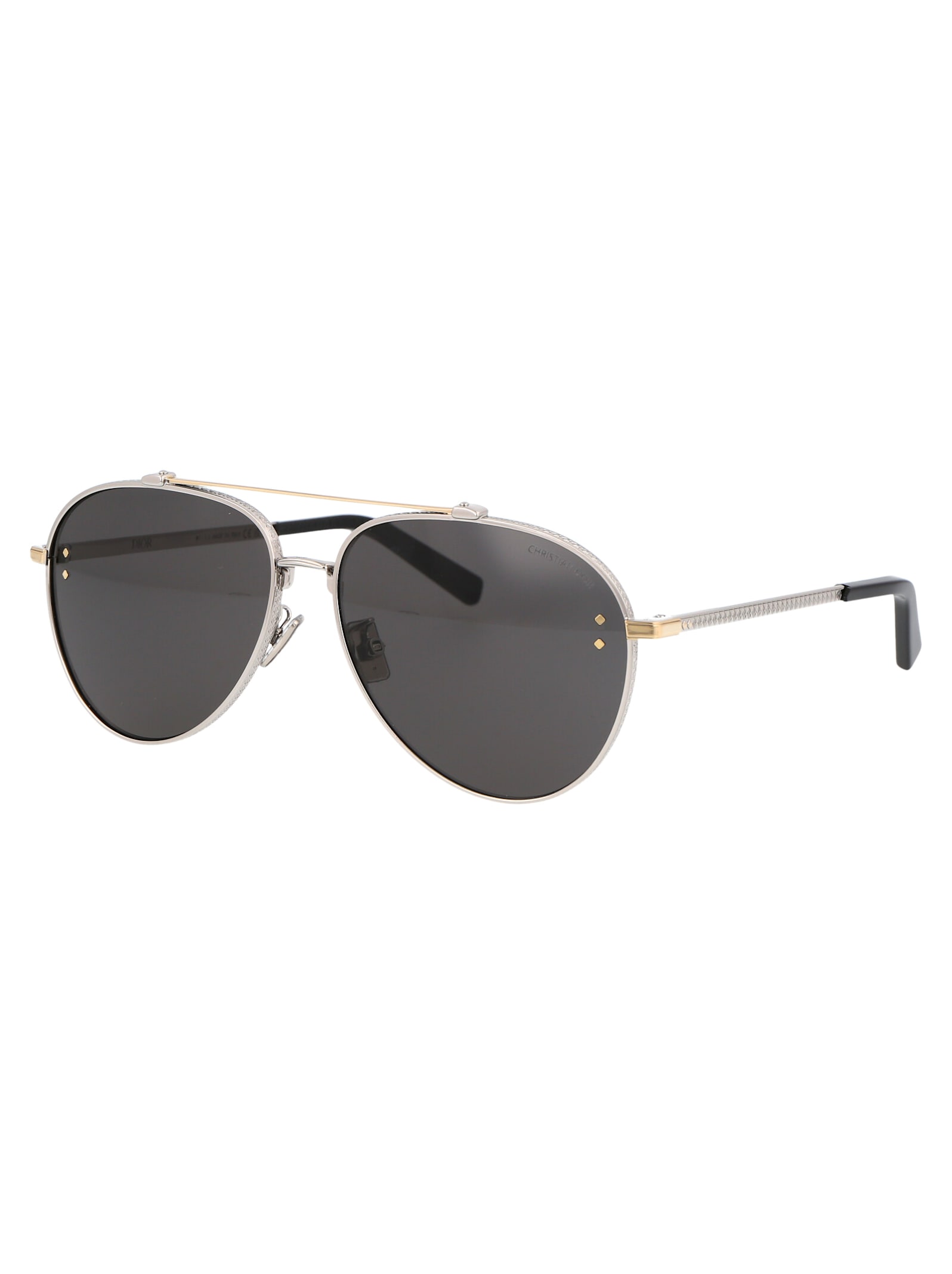 Shop Dior Cd Diamond A1u Sunglasses In F2a0 Shiny Palladium / Smoke