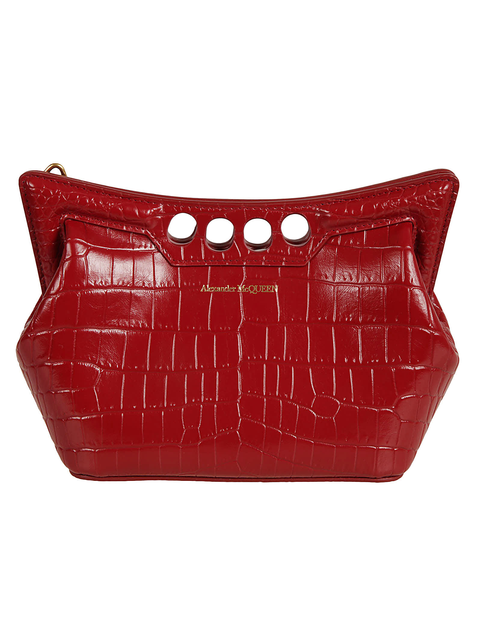 Shop Alexander Mcqueen The Mini Peak Chain Shoulder Bag In Dark Red