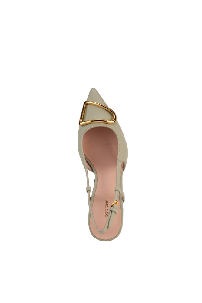 Shop Coccinelle Leather Pumps With Stiletto Heel In Celadon Green