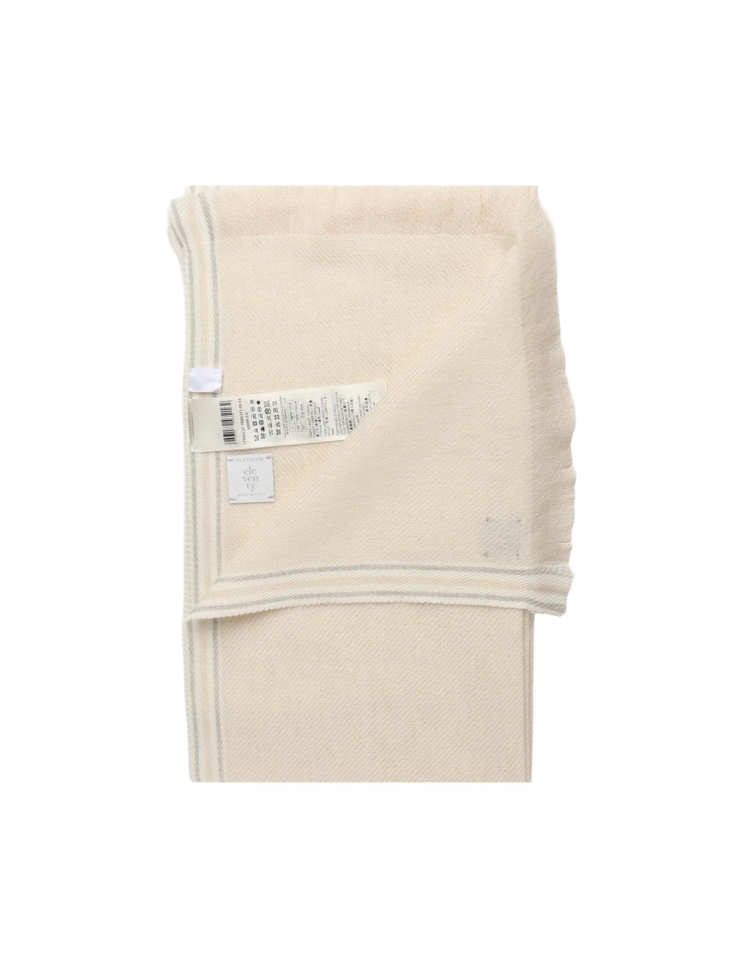 Eleventy Wool Scarf With Logo In Neutral
