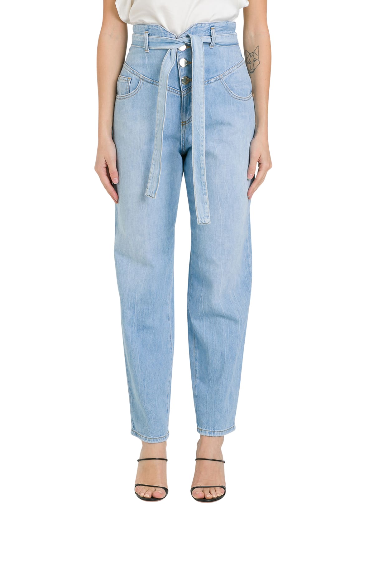 PINKO HIGH-RISE JEANS WITH BELT,11216587