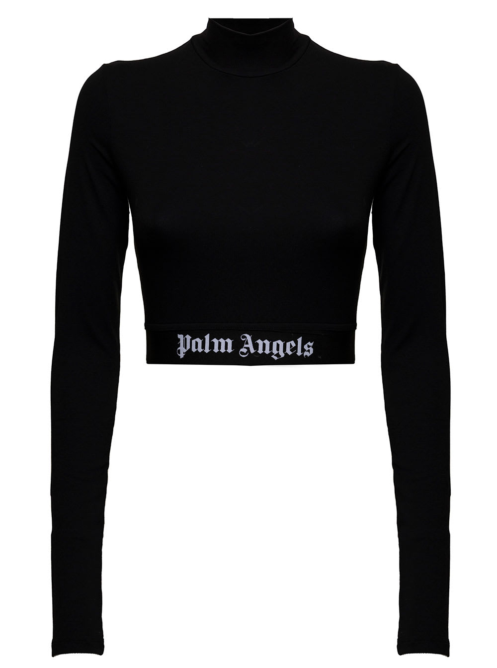 Palm Angels Womans Long-sleeved Stretch Viscose T-shirt With Logo