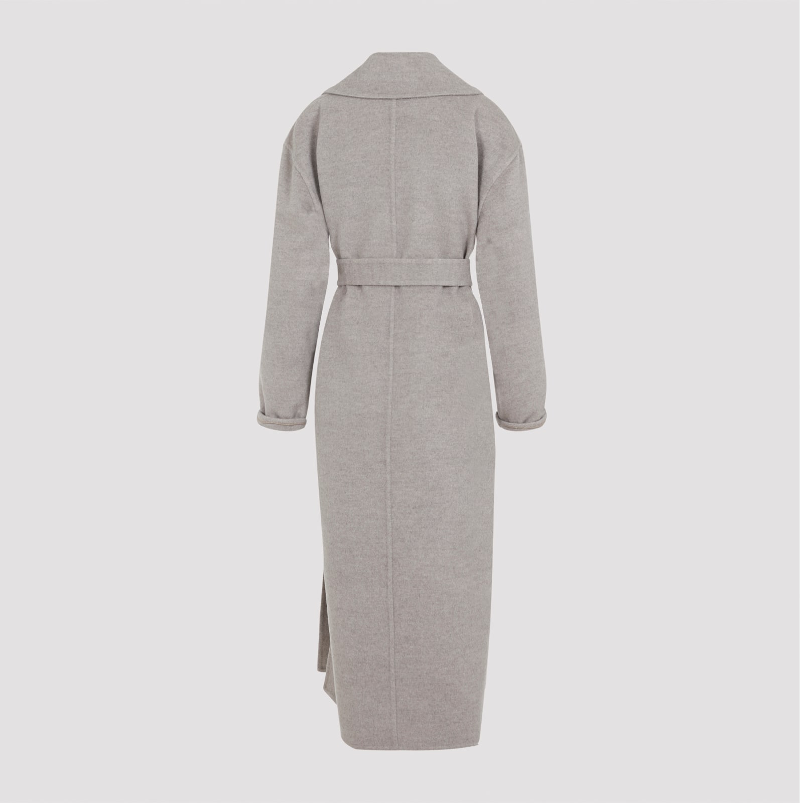 Fabiana Filippi Coriander Grey Virgin Wool Belted Coat In Gray