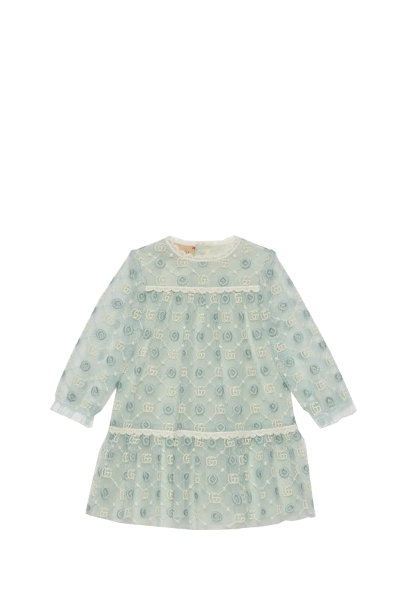 Shop Gucci Tulle Dress With Embroidery In Heavenly