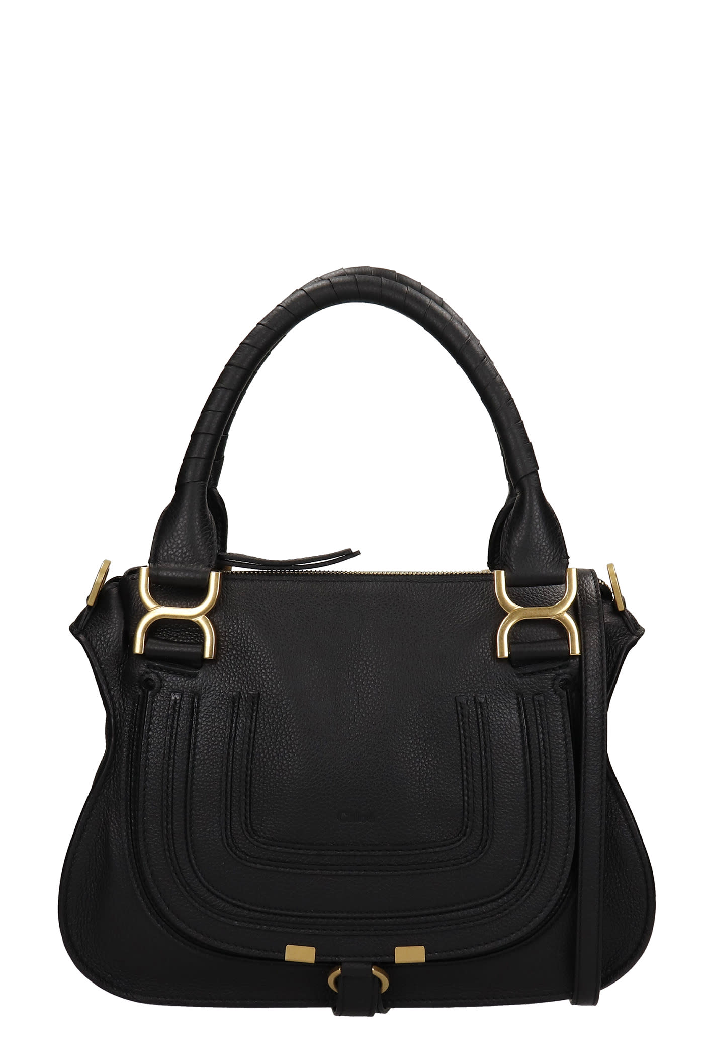 Chloé Marcie Hand Bag In Black Leather