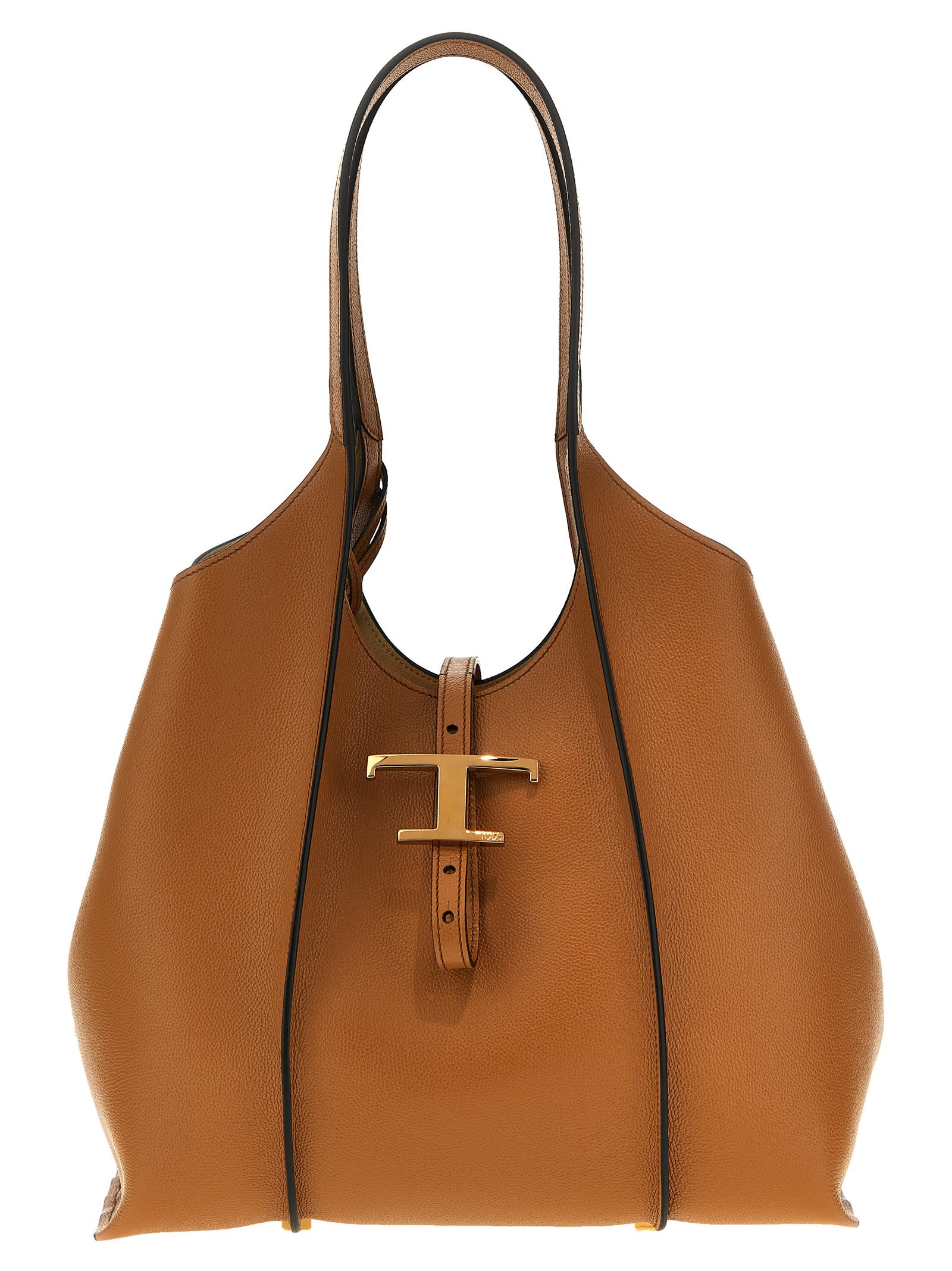 Shop Tod's T Timeless Mini Shopping Bag In Brown