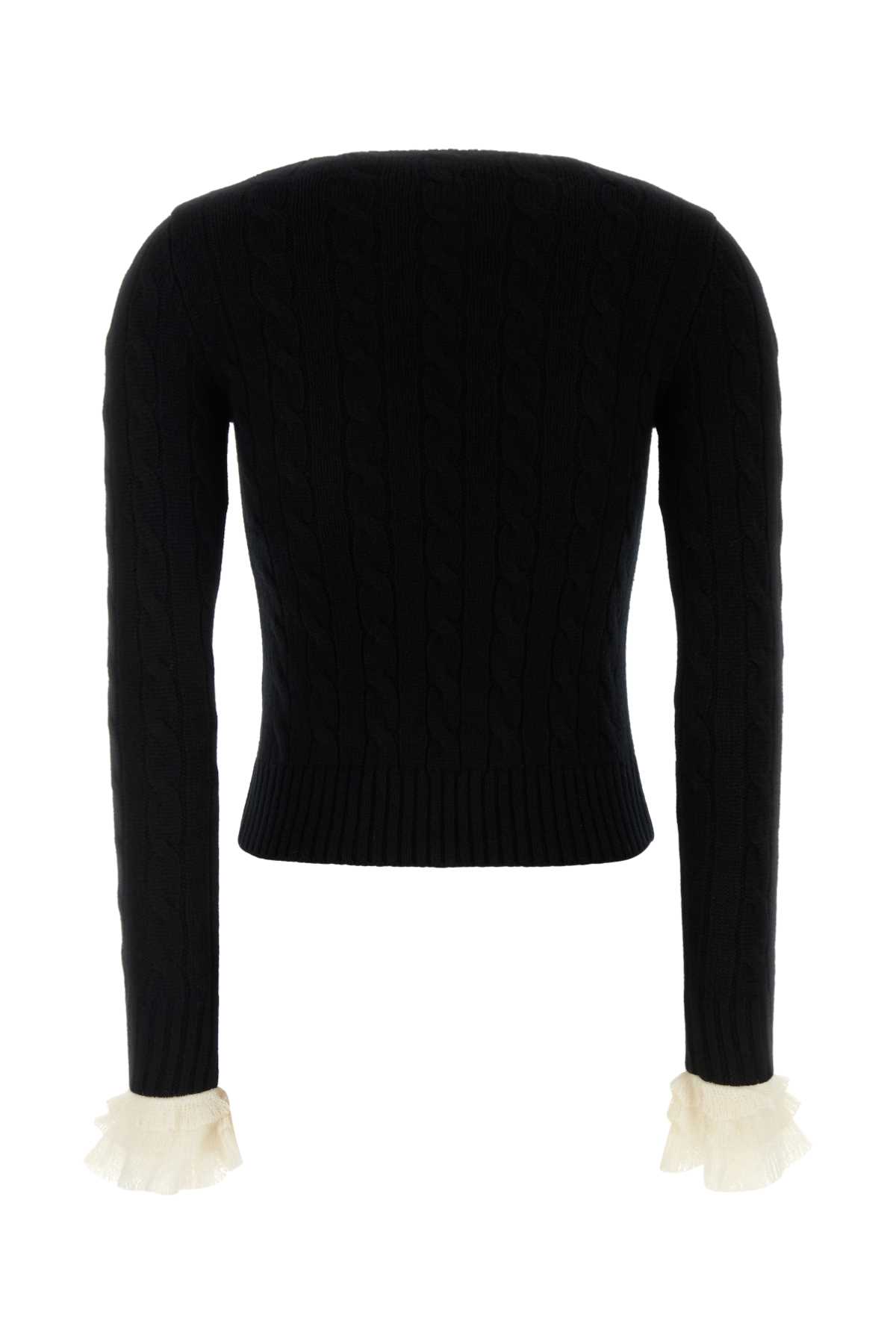Valentino Black Cashmere Sweater In Neroavorio