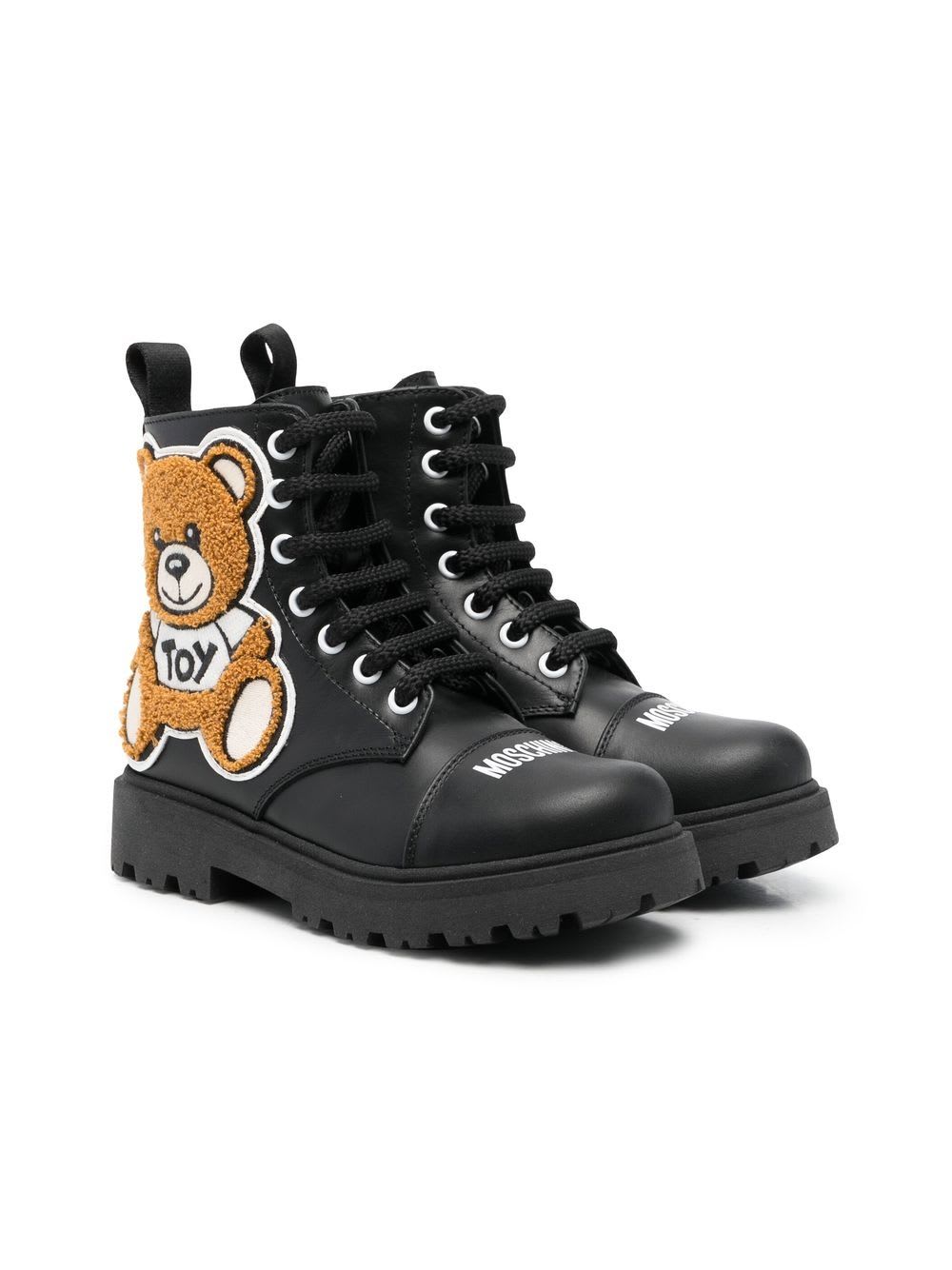 dinsdag woestenij Ga trouwen Moschino Kids' Teddy Bear Ankle Boots In Black | ModeSens