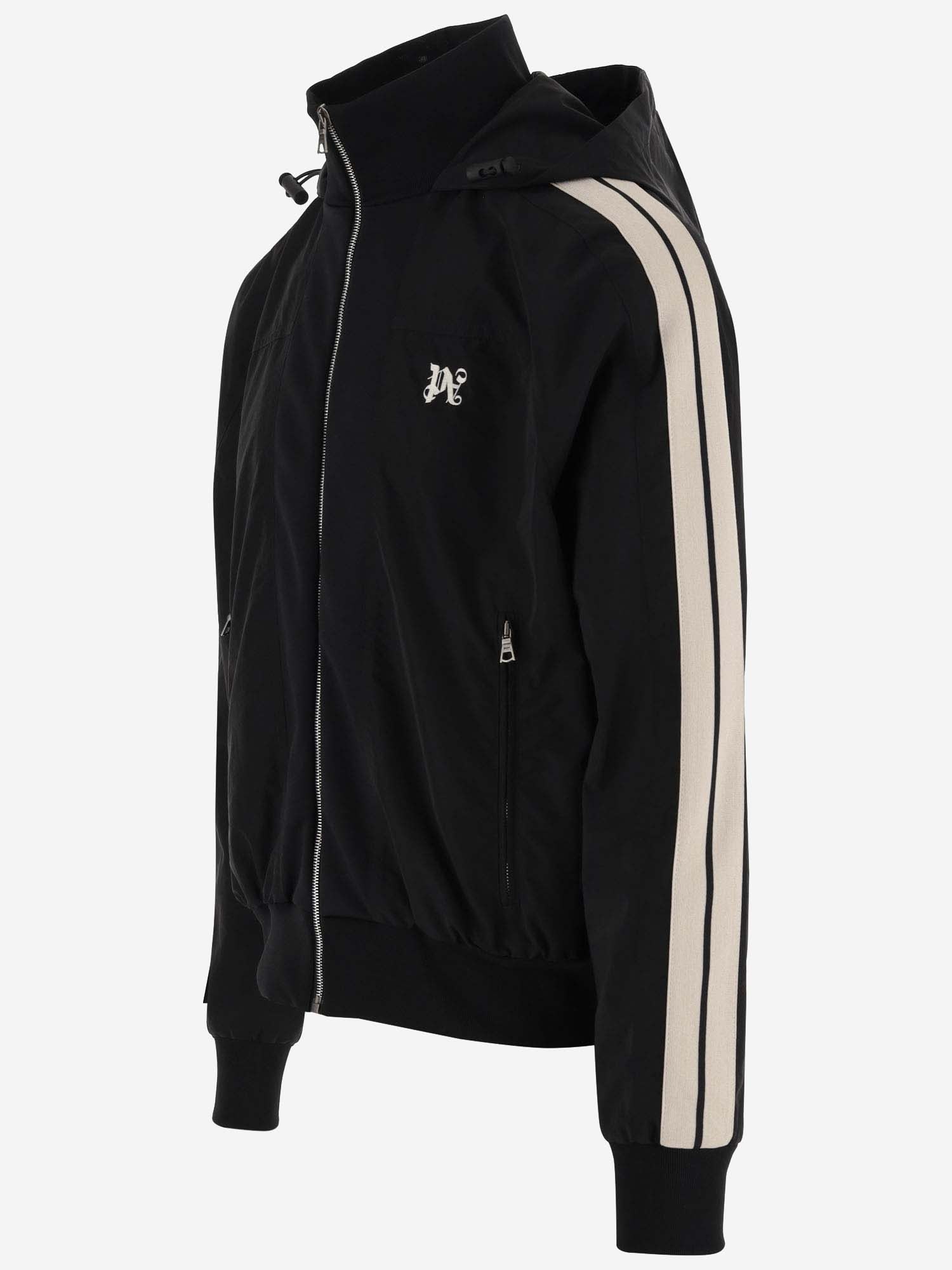 Shop Palm Angels Sport Jacket With Zipper In Black Off White