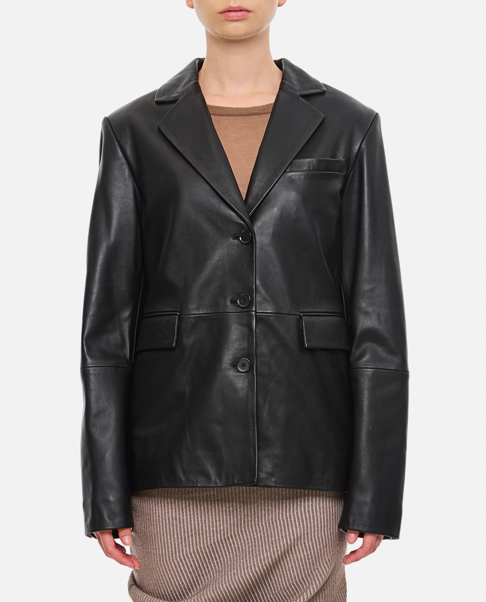 Shop Loulou Studio Aldo Leather Jacket In Black