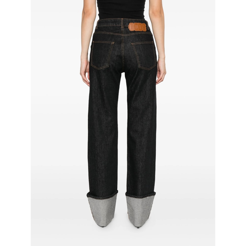 Gcds Denim Straight-leg Jeans In Black