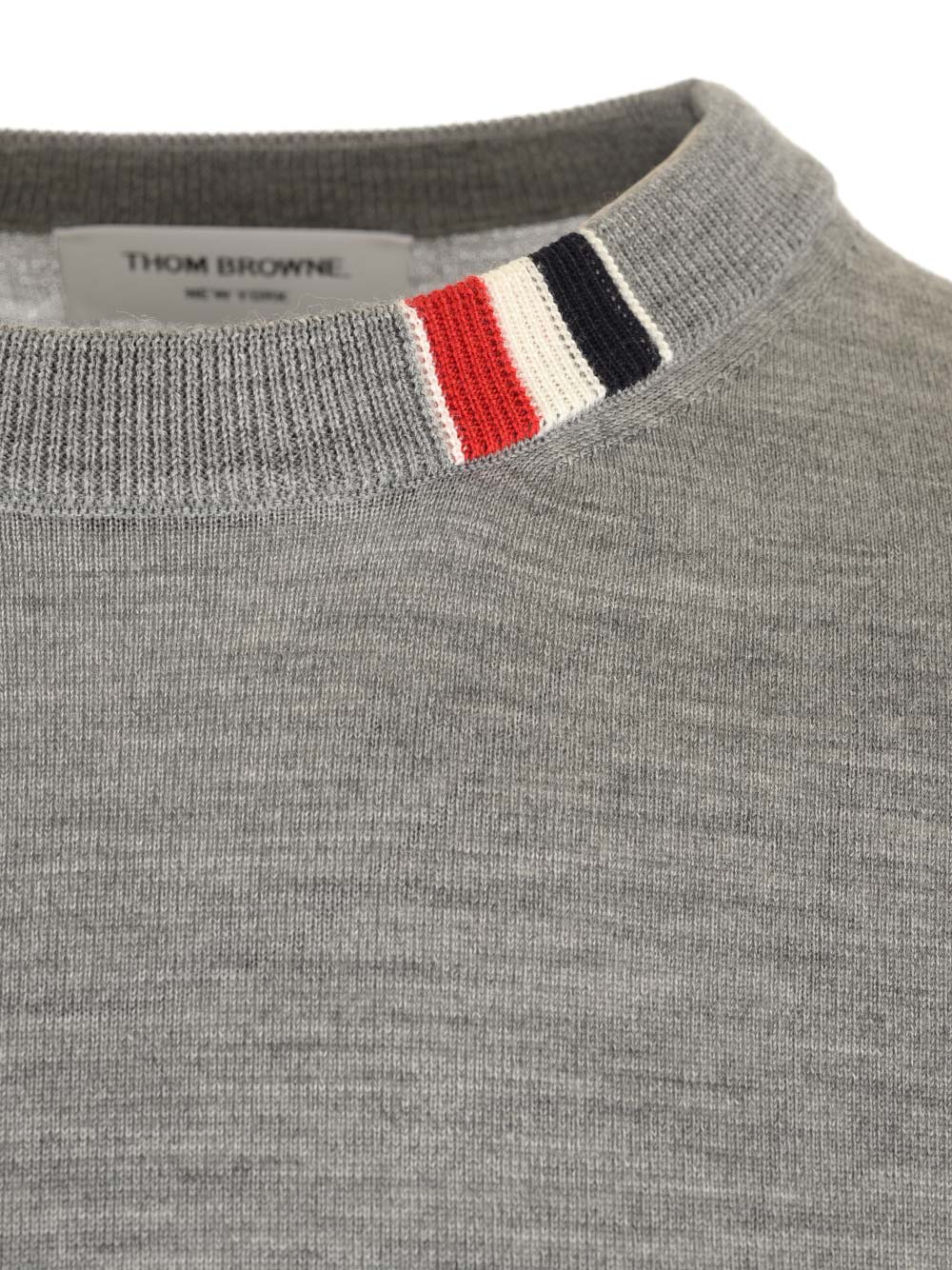 Shop Thom Browne Grey Wool Sweater
