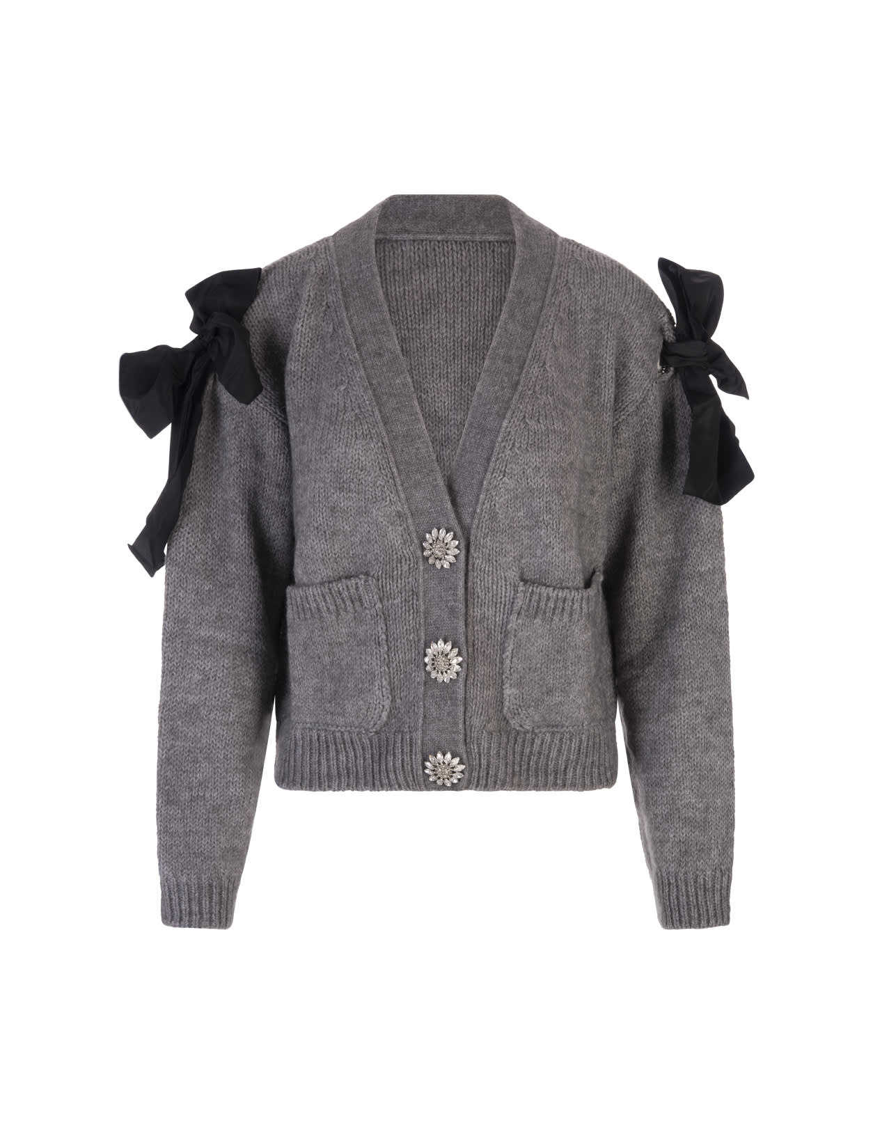 RED Valentino Grey Cardigan With Jewel Buttons