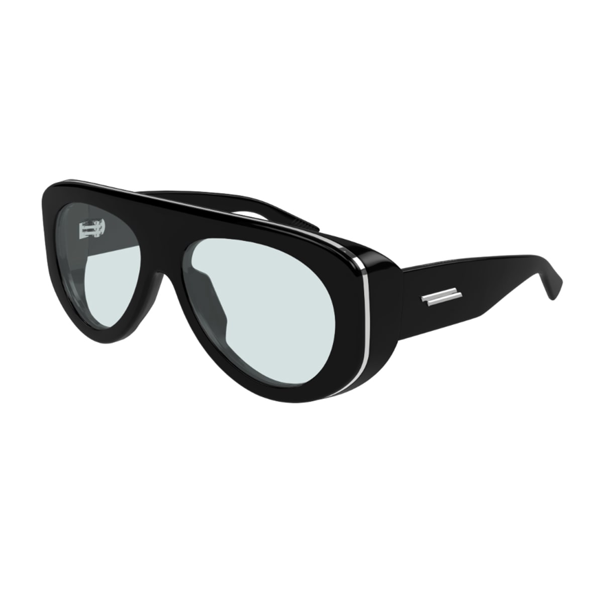 Bottega Veneta Bv1362s Linea Ribbon 004 Black Light Blue Sunglasses In Black