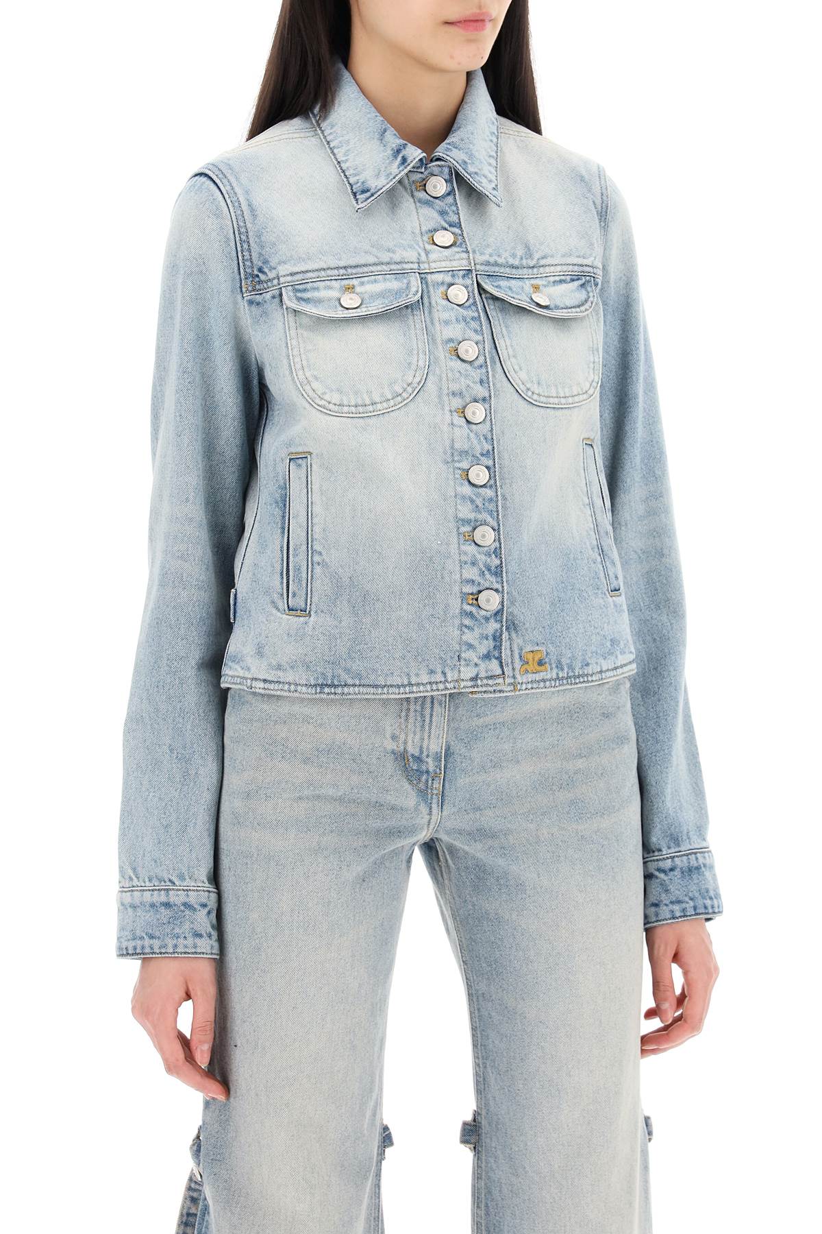 Shop Courrèges Denim Trucker Jacket For In Light Blue Wash (light Blue)