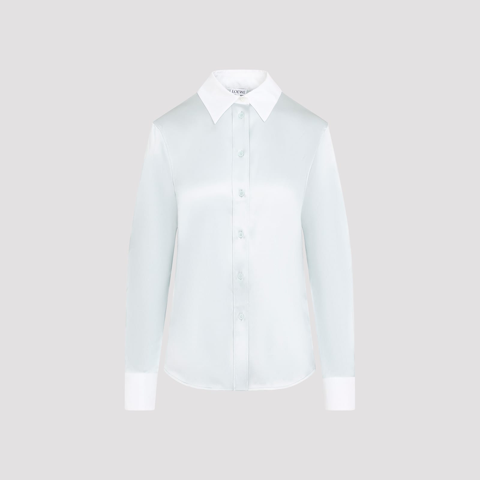 Shop Loewe Silk Shirt In Light Sky Blue