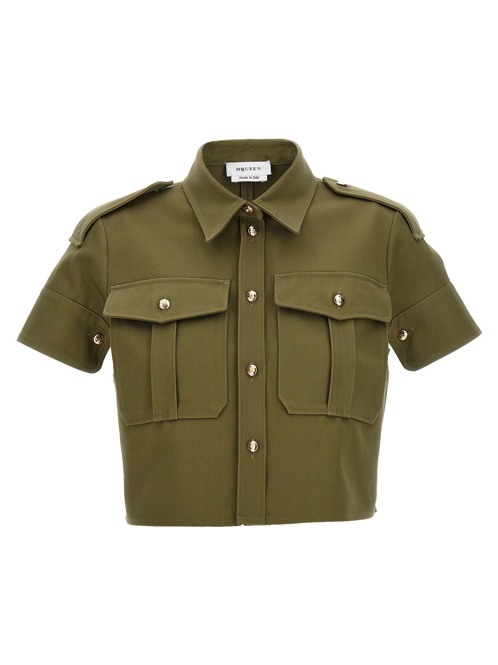 Shop Alexander Mcqueen Cropped Military Shirt In Green