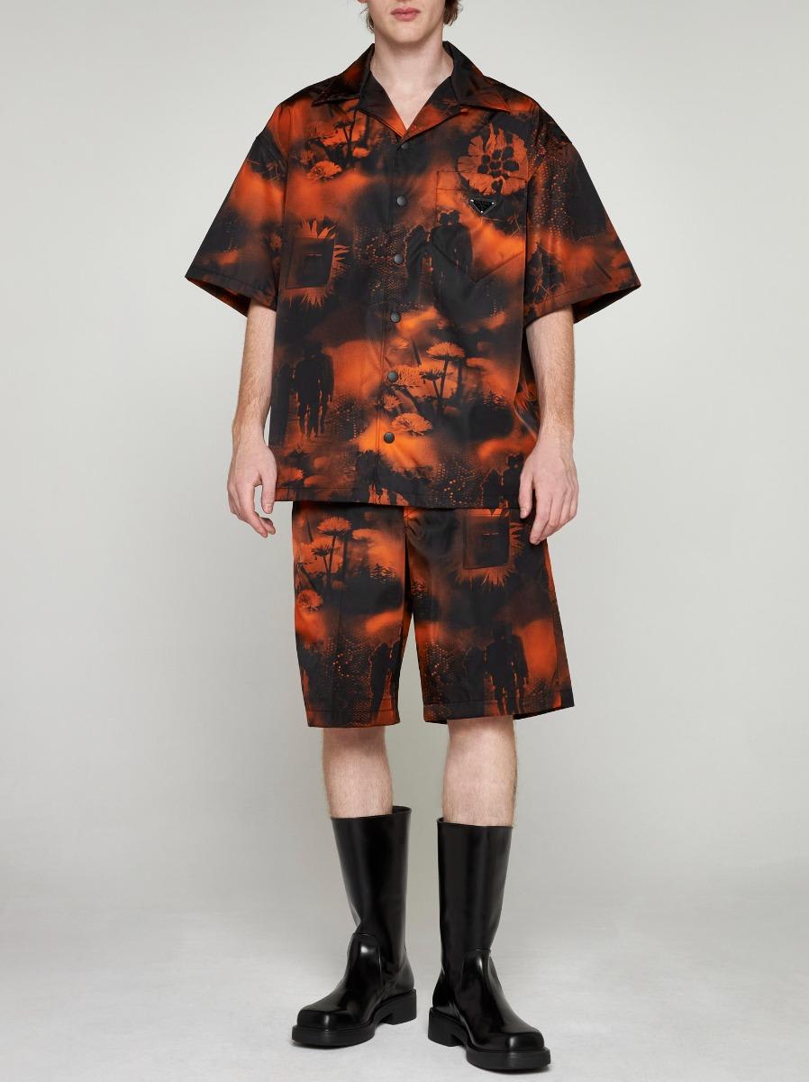 Shop Prada Short-sleeve Printed Shirt In Orange