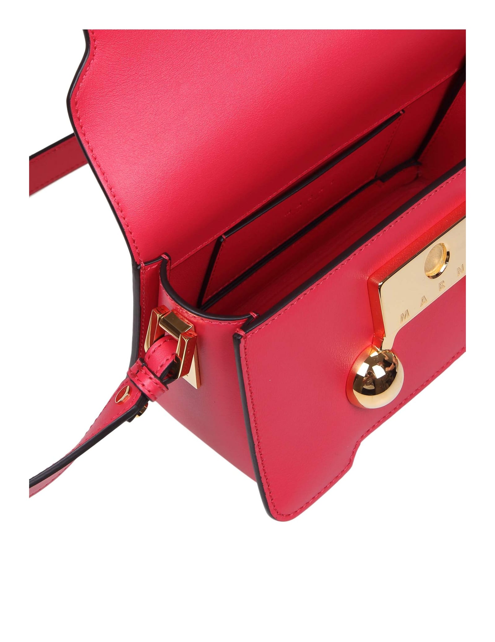 Shop Marni Trunkaroo Mini Shoulder Bag In Red Leather