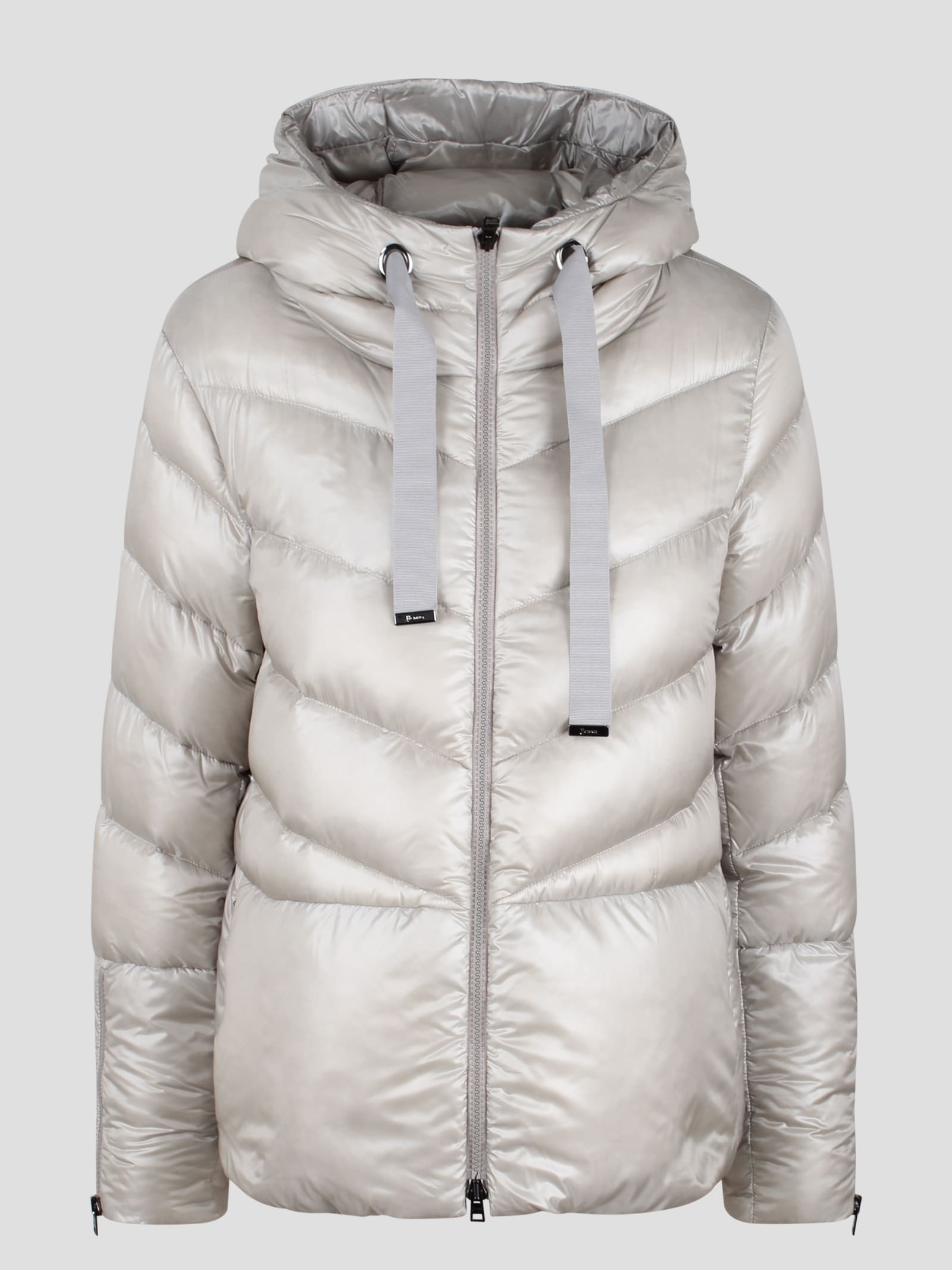 Shop Herno Nylon Short Down Jacket In Light Grey