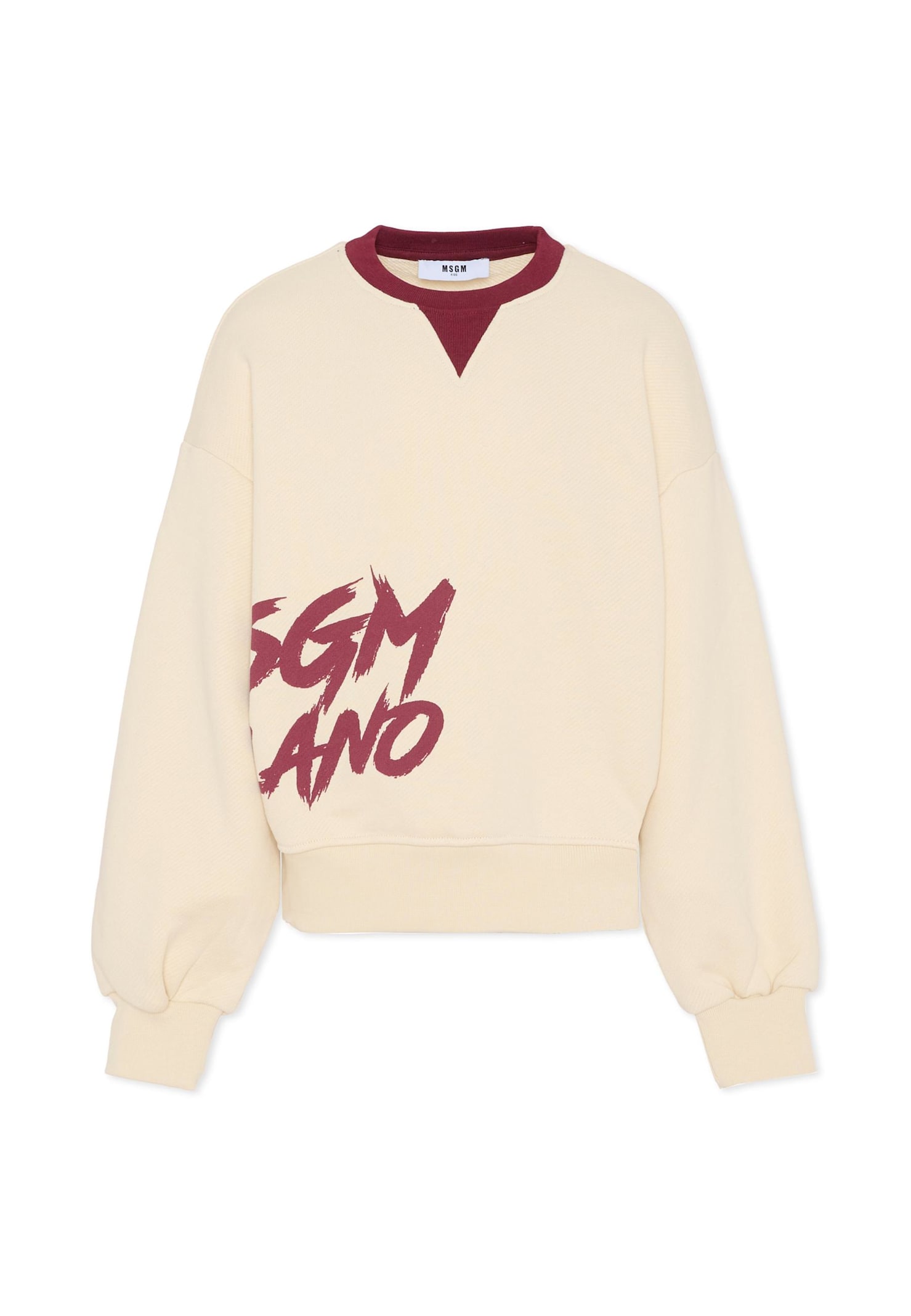 Msgm Ivory Sweatshirt For Girl With Logo In Neutral
