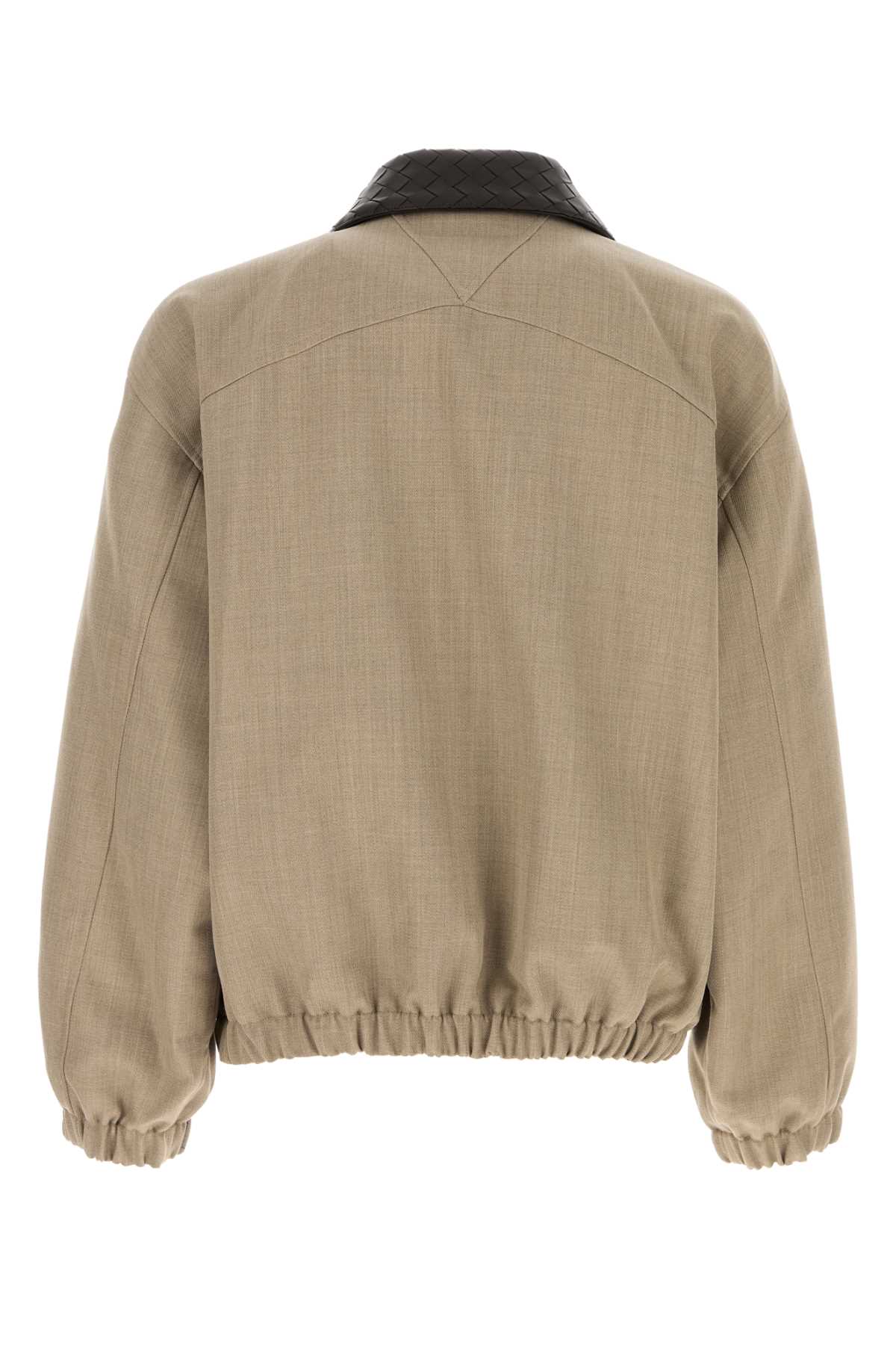 Bottega Veneta Bomber Jacket Wool Quilted Collar In Brown