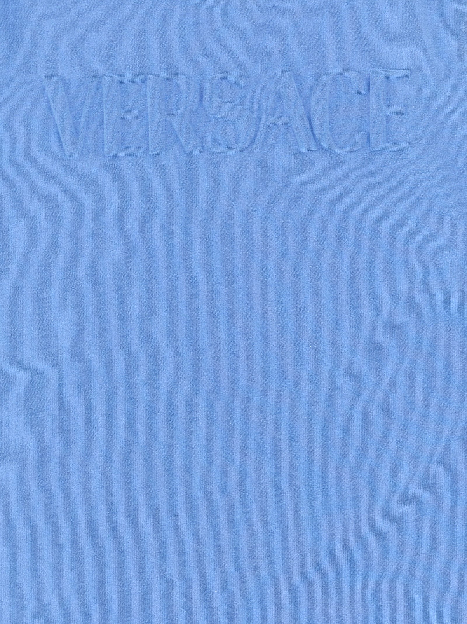 Shop Versace Embossed Logo T-shirt In Light Blue