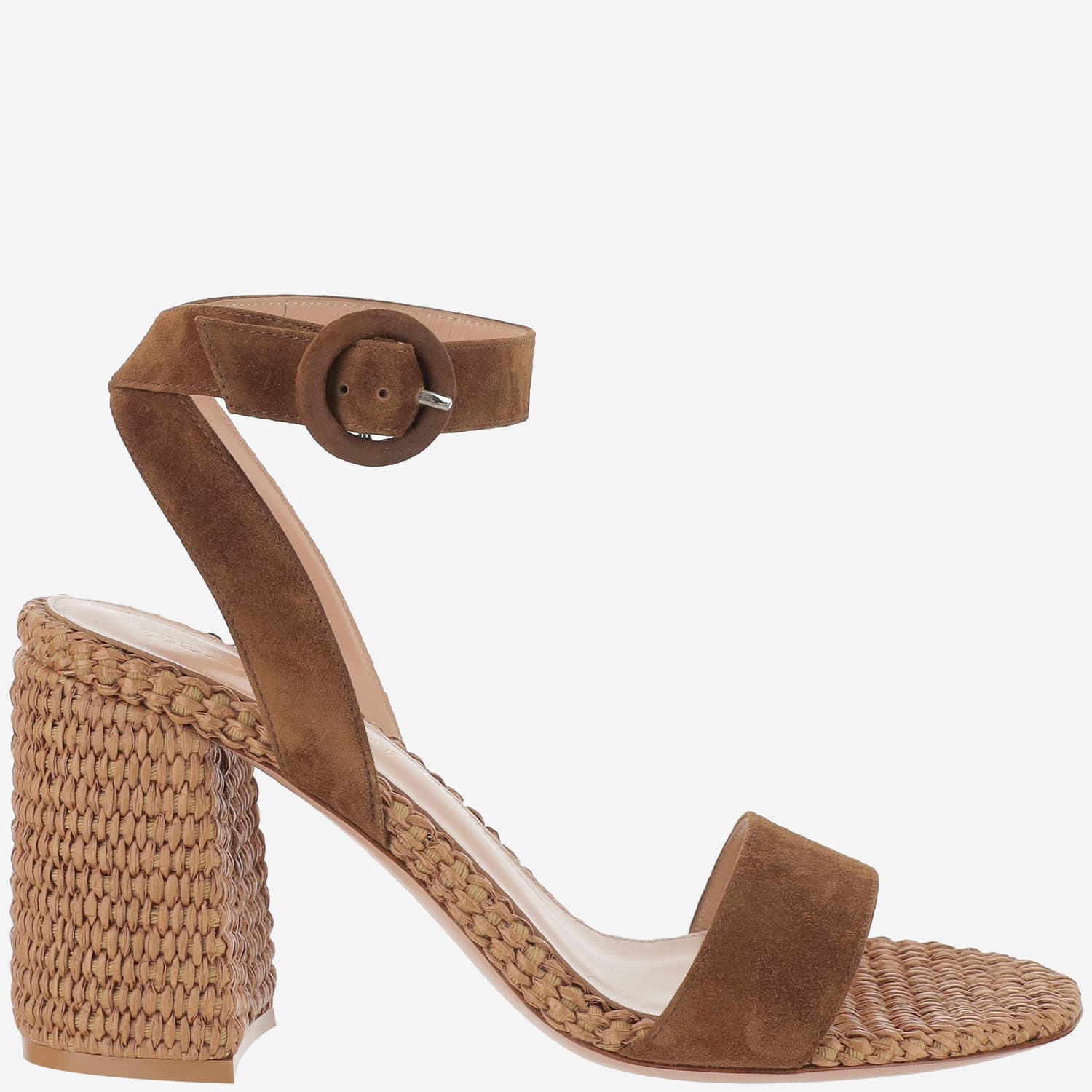 Suede And Raffia Sandals