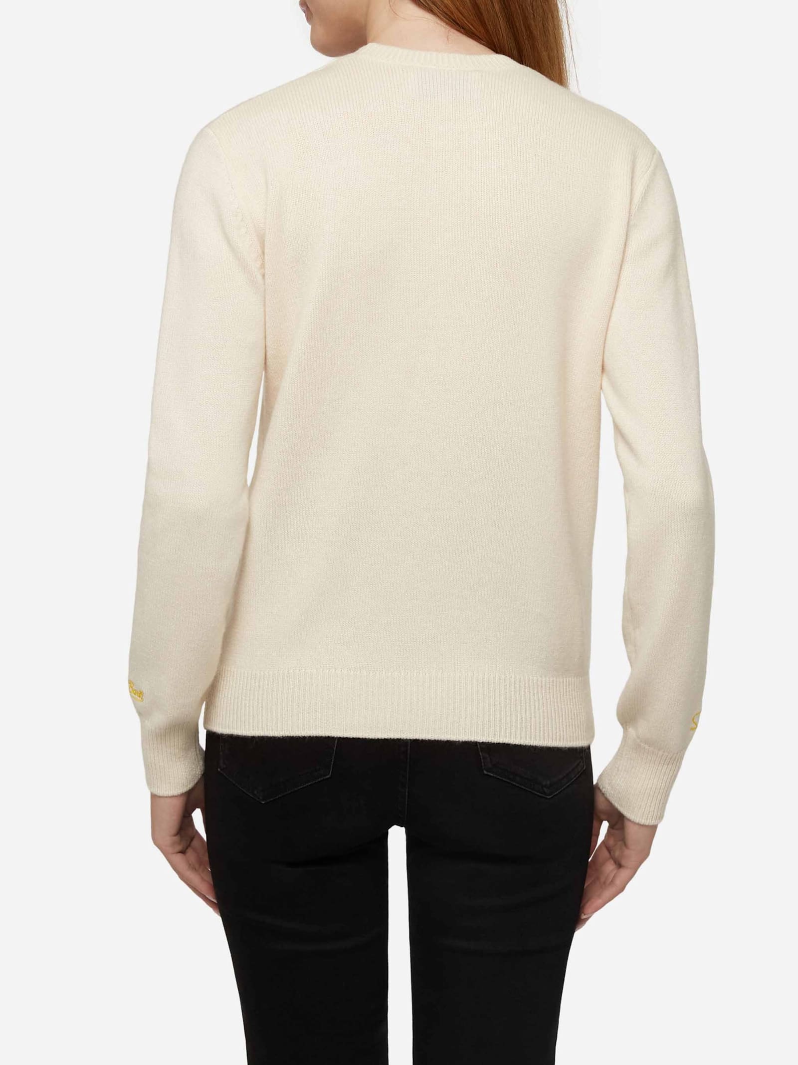 Mc2 Saint Barth Woman White Sweater New Queen With Simpson Family Print Simpson Family Special Edition In White