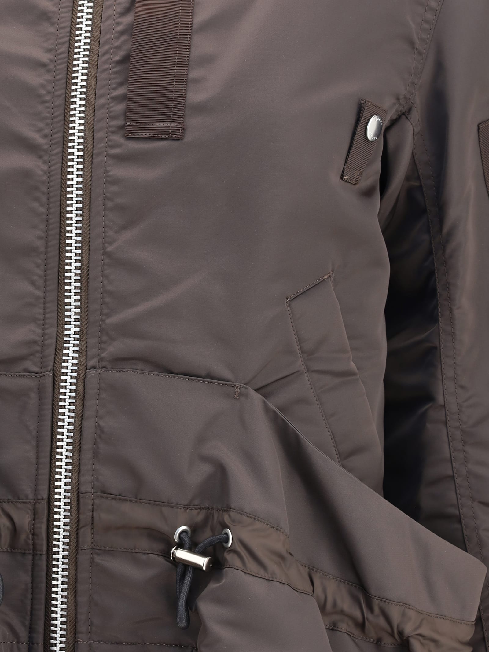 Sacai Drawstring-detail Bomber Jacket In Brown