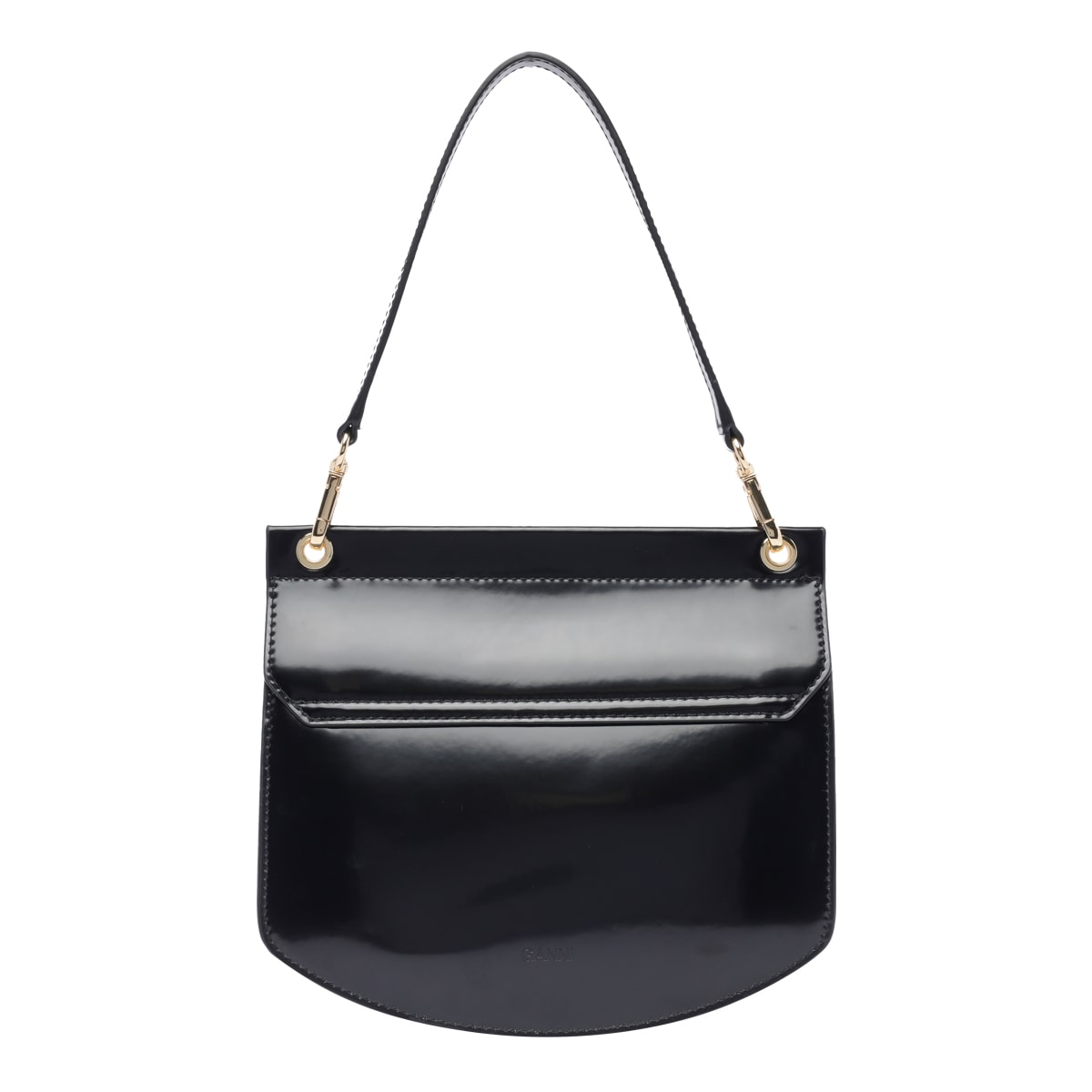 Shop Ganni Small Ago Shoulder Bag In Black