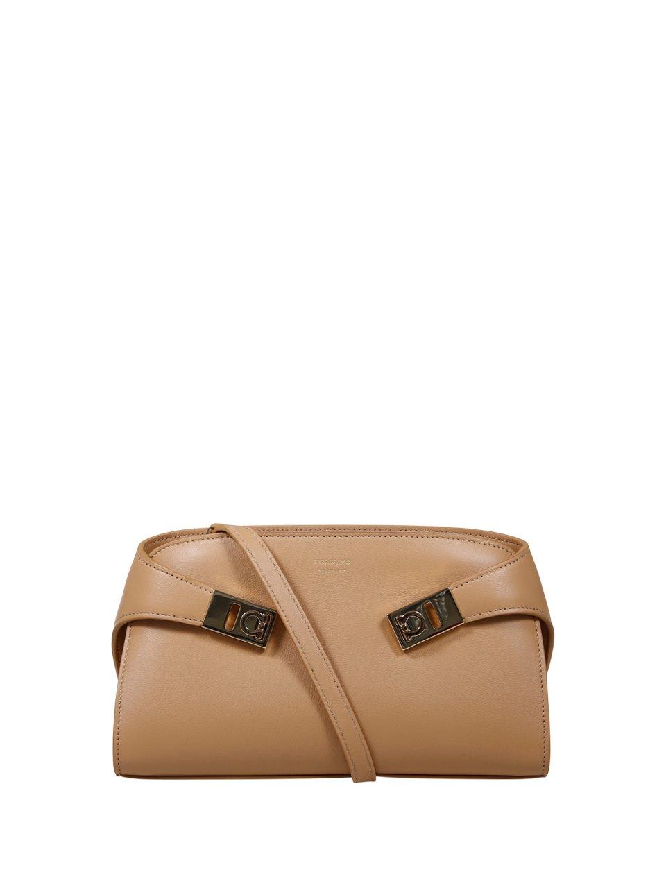 Shop Ferragamo Mini Hug Logo Printed Crossbody Bag In Beige