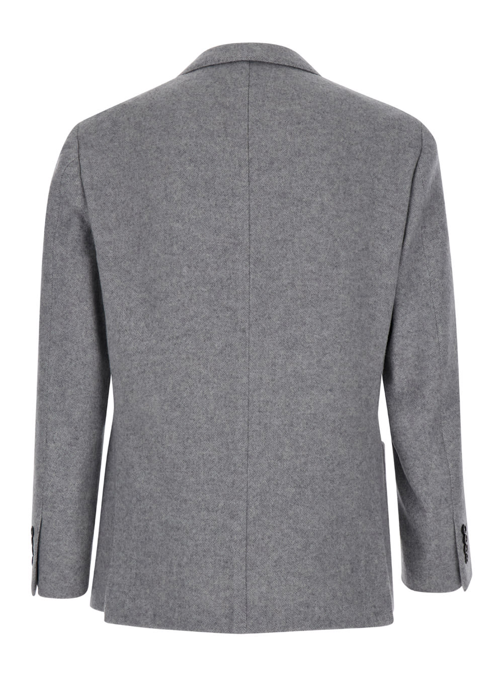 Shop Eleventy Grey Single-breasted Jacket With Notched Revers In Wool And Cashmere Man