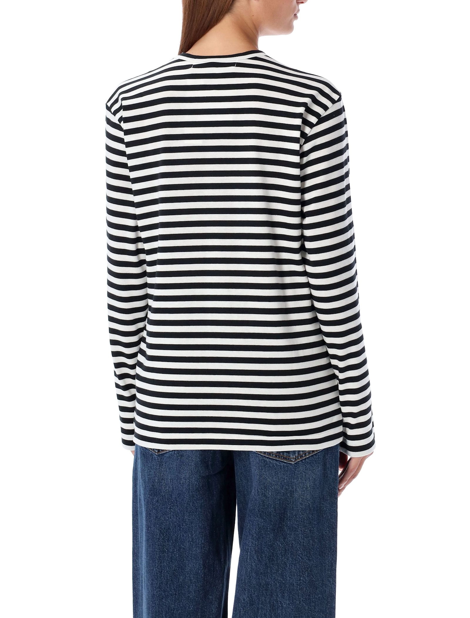 Shop Comme Des Garçons Play Striped Long-sleeved T-shirt In Black White