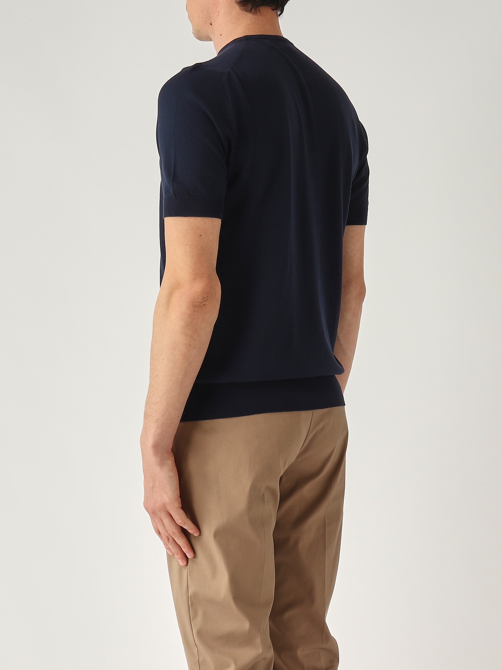 Gran Sasso T-shirt M/c Retta In Filo Cotone Organico T-shirt In Blue
