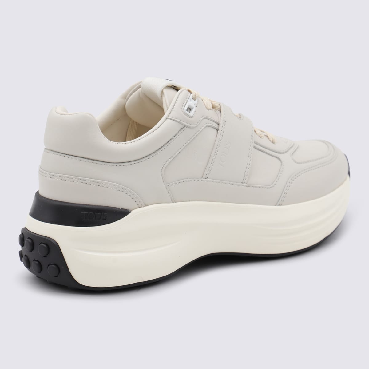 Tod's Low Top Leather Sneakers With Contrast Sole In White