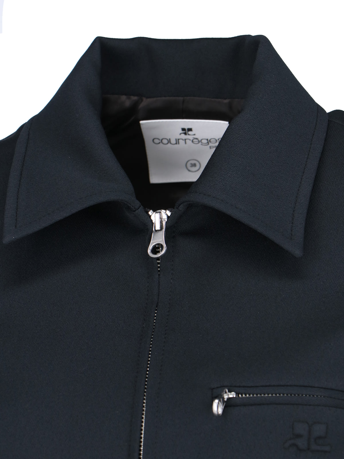 Shop Courrèges Logo Zip Jacket In Black