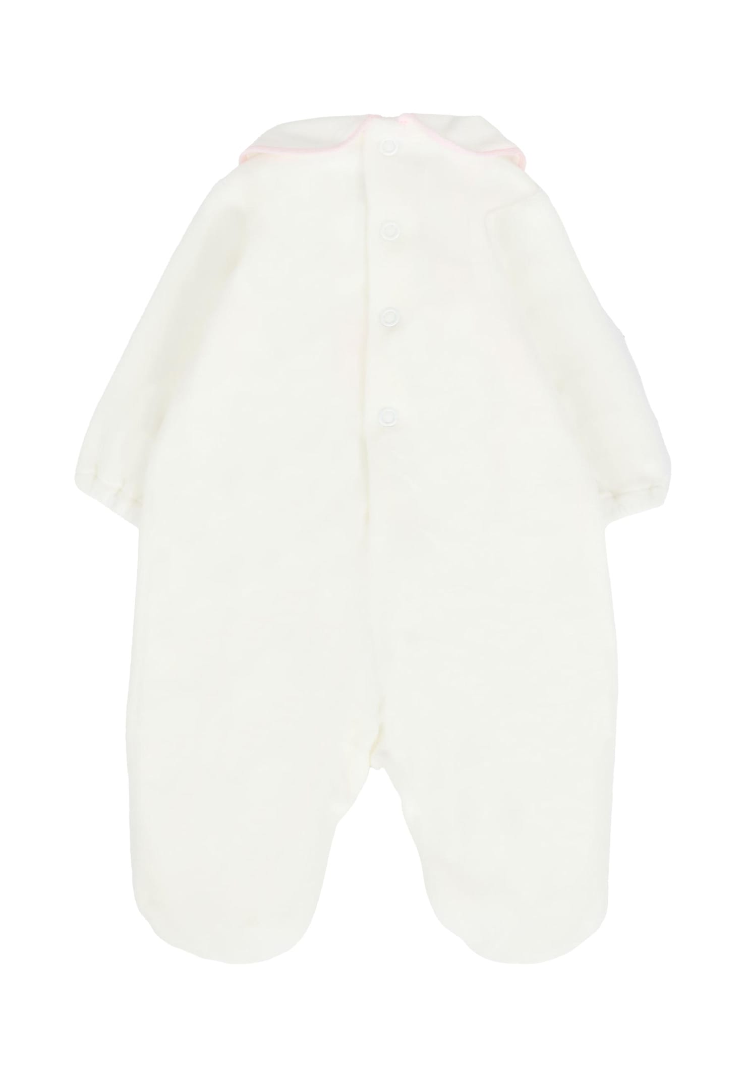 Little Bear Ivory Babygrow For Baby Girl With Bear In White
