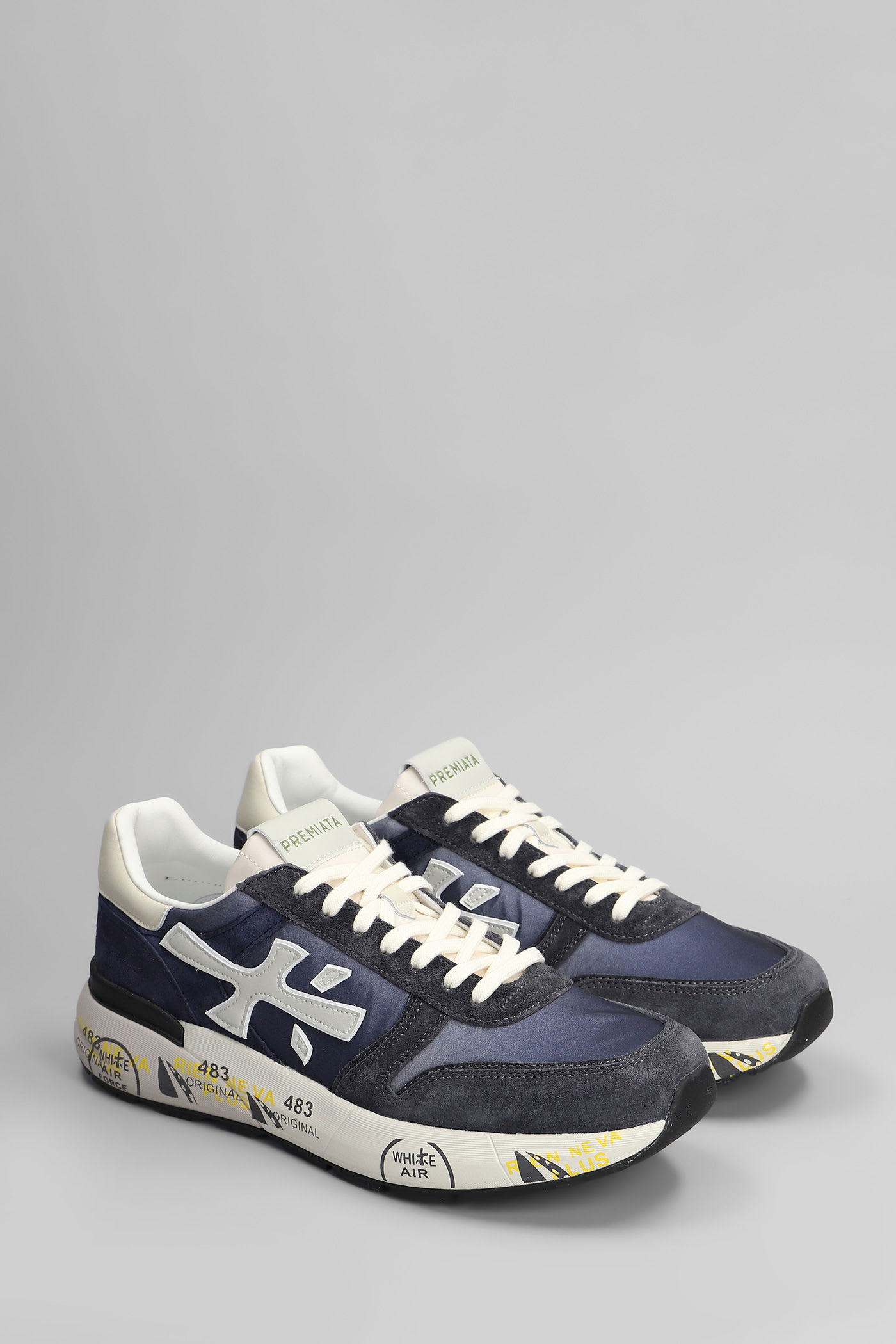 Premiata Low Top Mick Sneakers With Contrasting Sole In Blue
