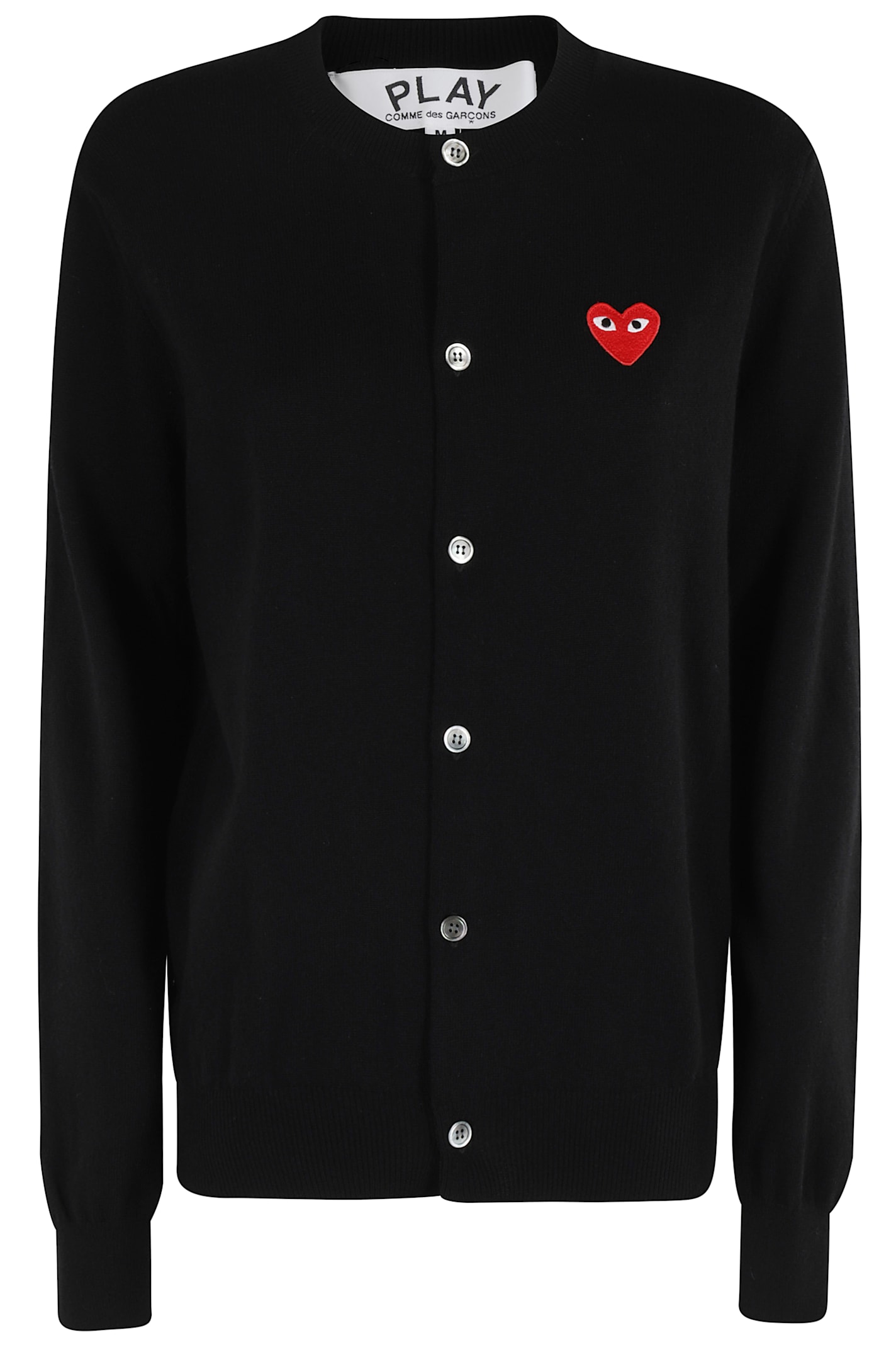 Comme Des Garçons Play Round-neck Cardigan Red Emmblem In Black
