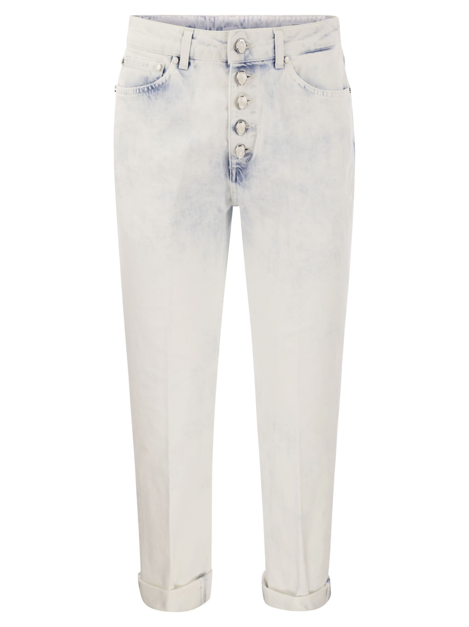 Shop Dondup Koons - Loose Jeans With Jewelled Buttons In Blu Denim Chiaro