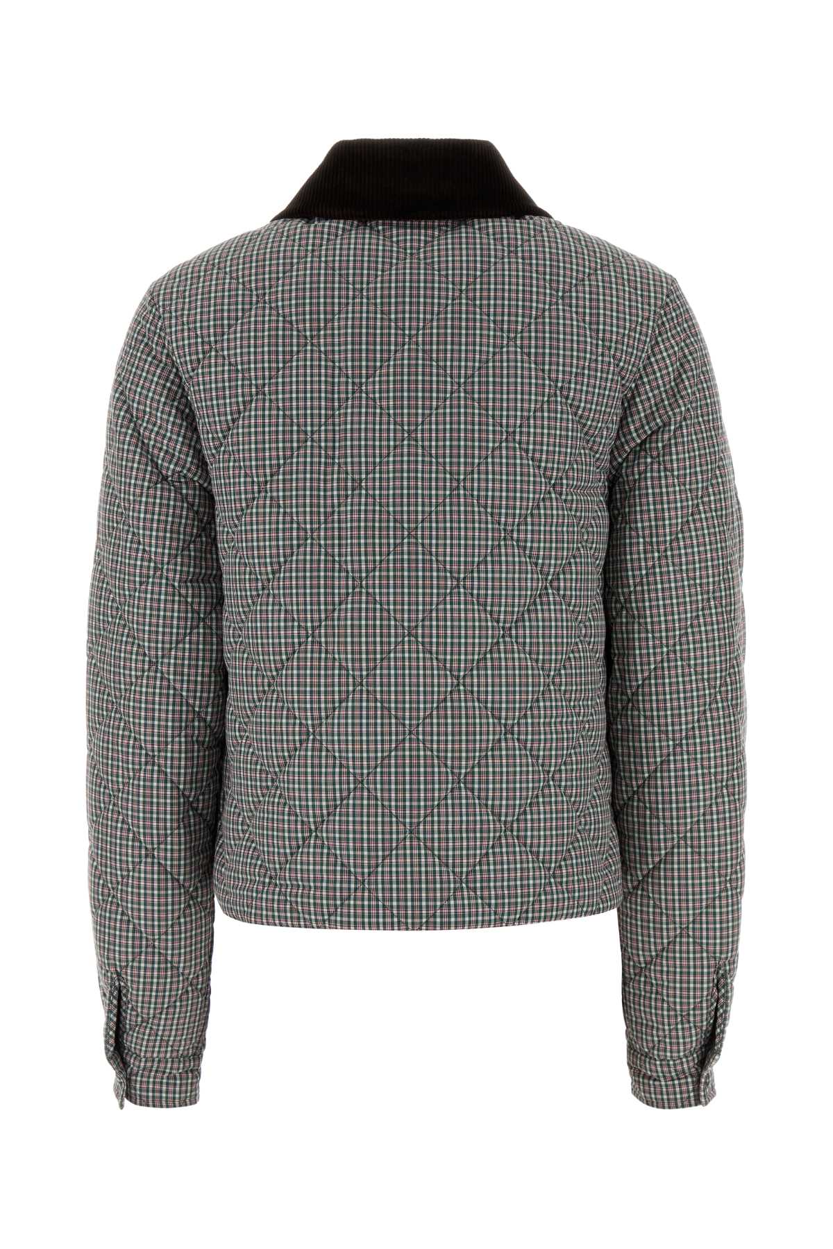 Miu Miu Quilted Nylon Blend Jacket Collar In Gray