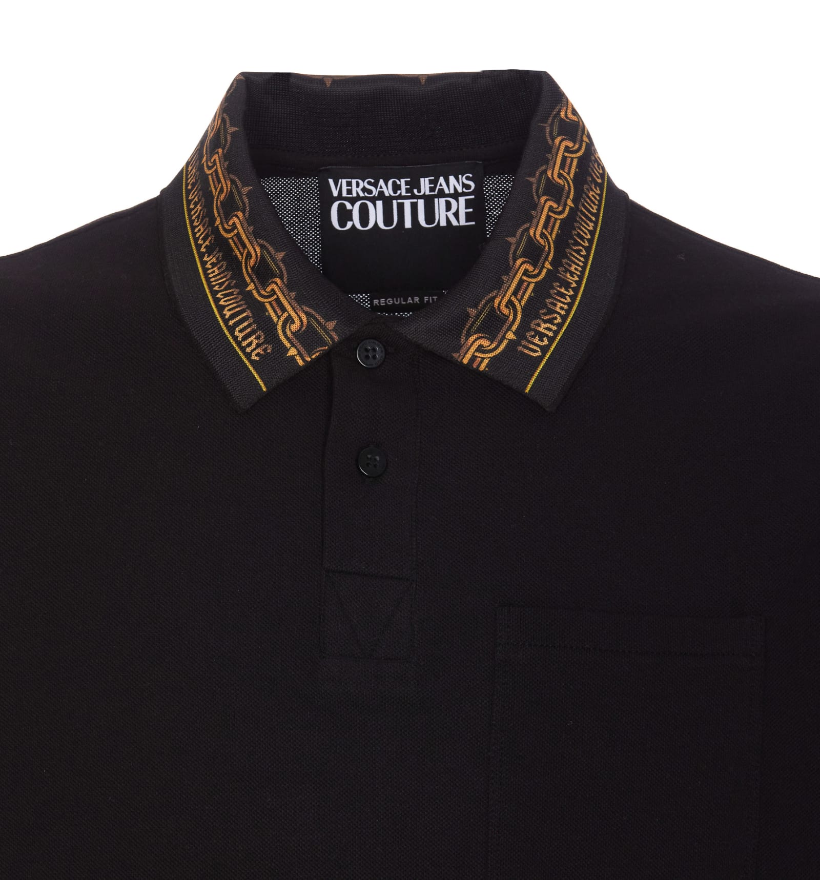 Shop Versace Jeans Couture Chain Couture Polo In Black