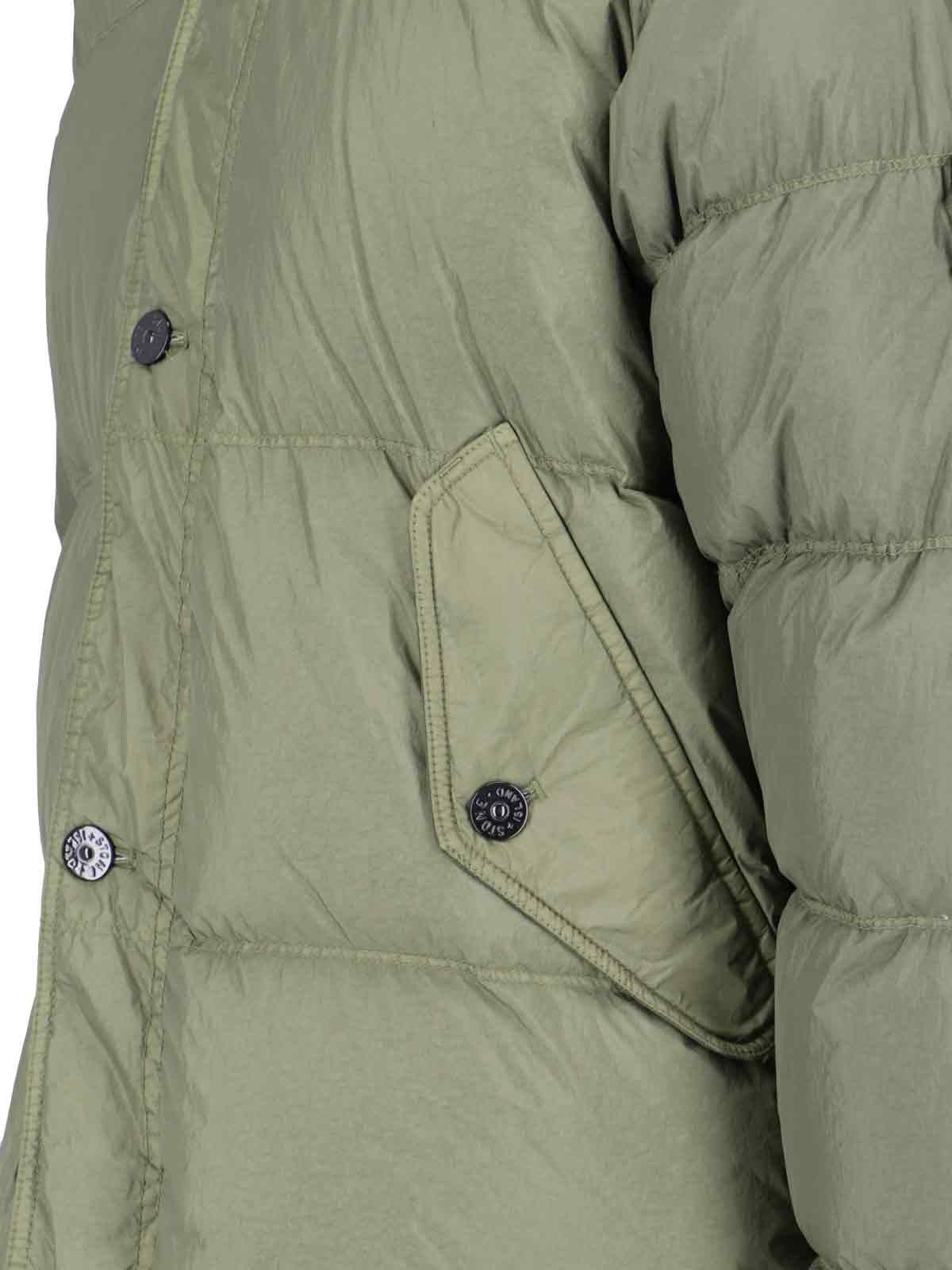 Shop Stone Island Logo Down Jacket In Muschio