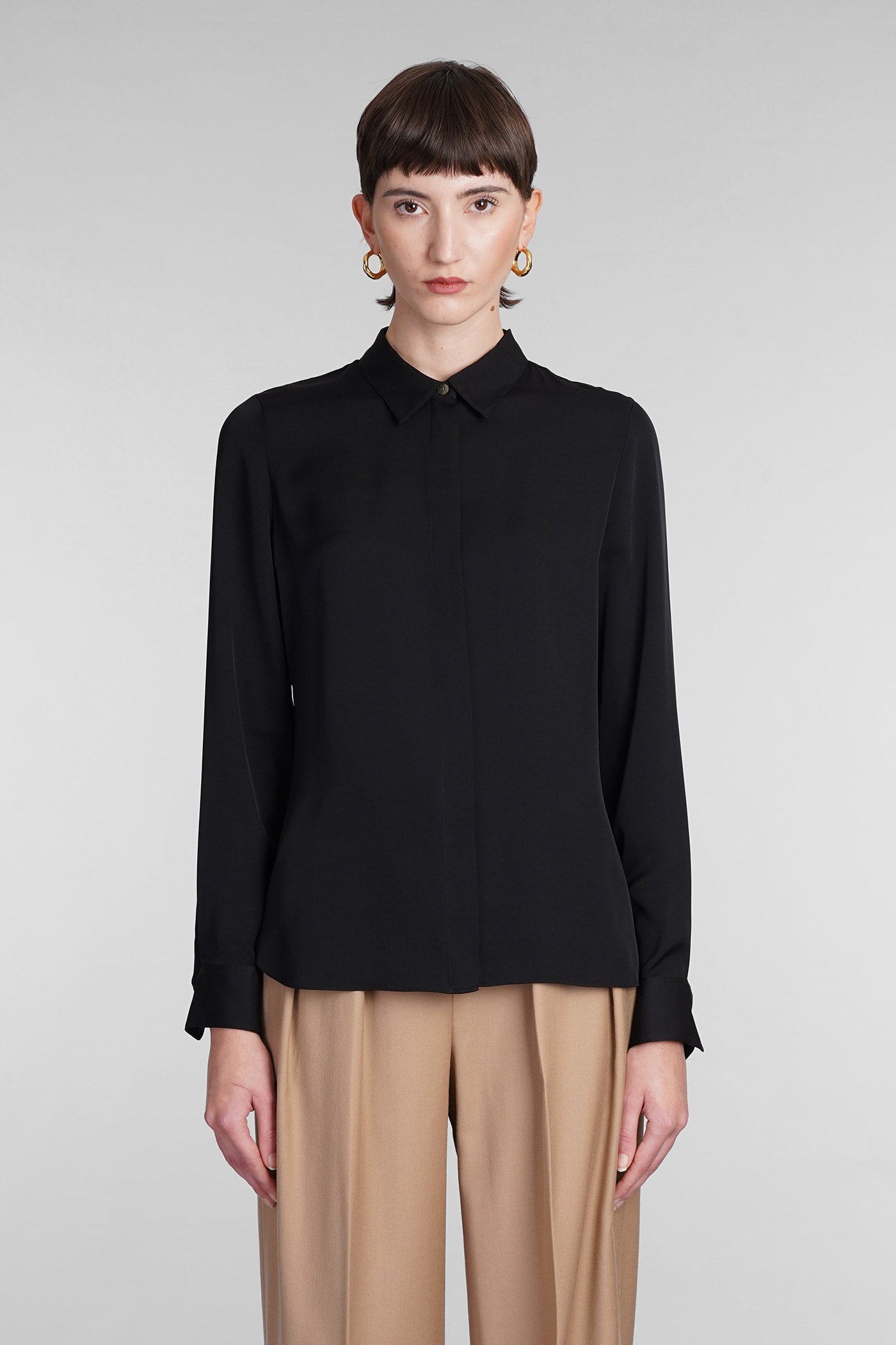 Shop Theory Classic Fitted Shirt Shirt In Black Silk