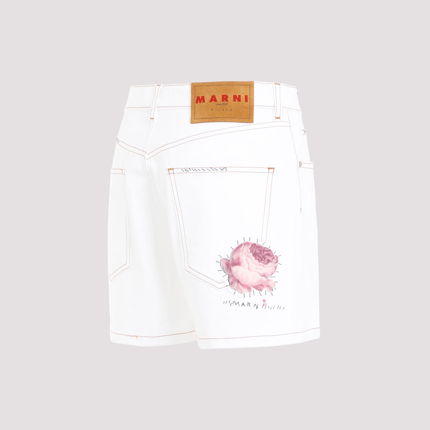 Shop Marni Short 5-pockets Trousers In Lily White