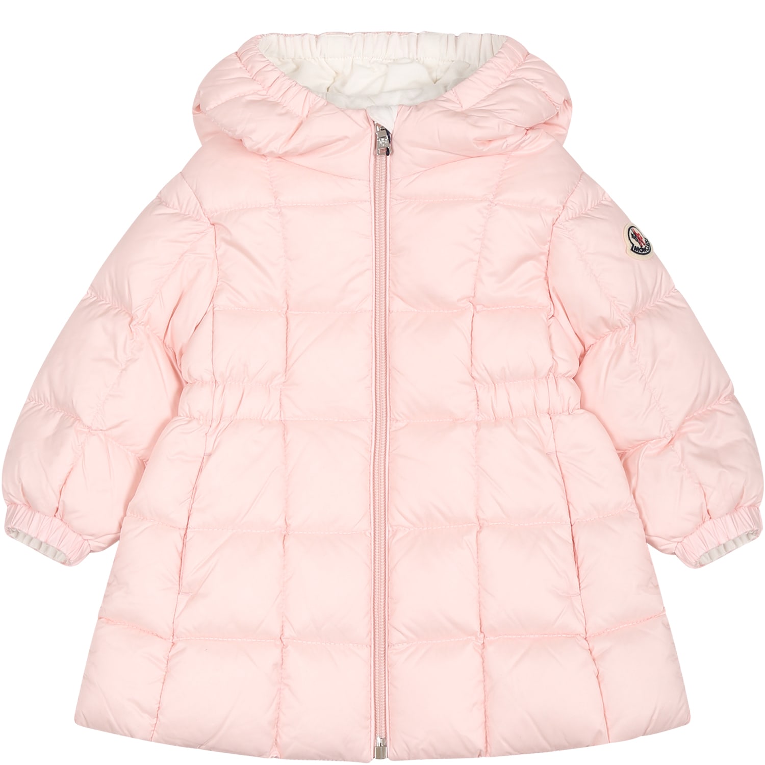 Moncler Kids' Pink Anya Down Jacket For Baby Girl With Logo